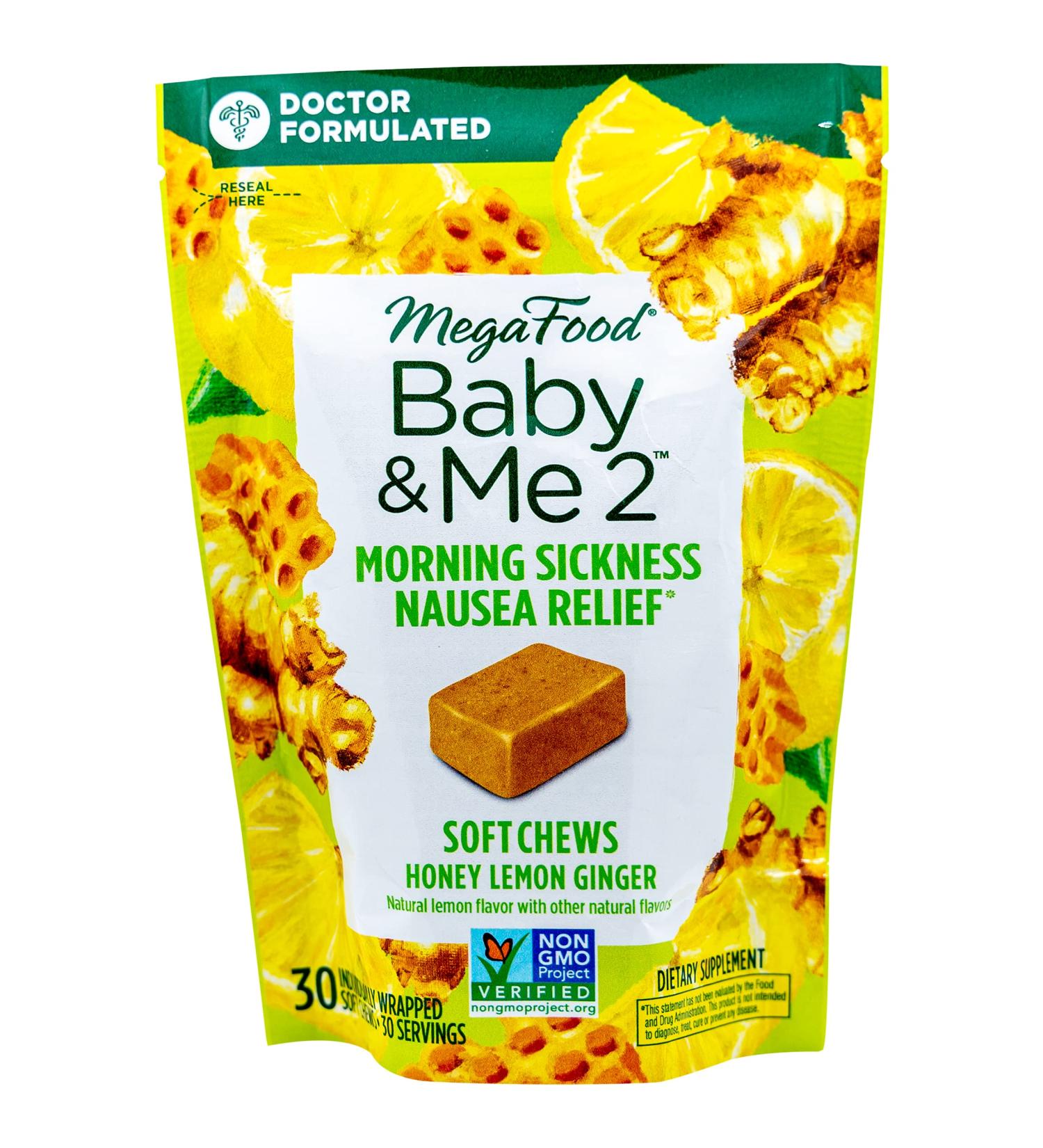 MegaFood Baby & Me Nausea Relief Chews - Honey Lemon Ginger | 30 Soft Chews - Buy Online on GoSupps.com