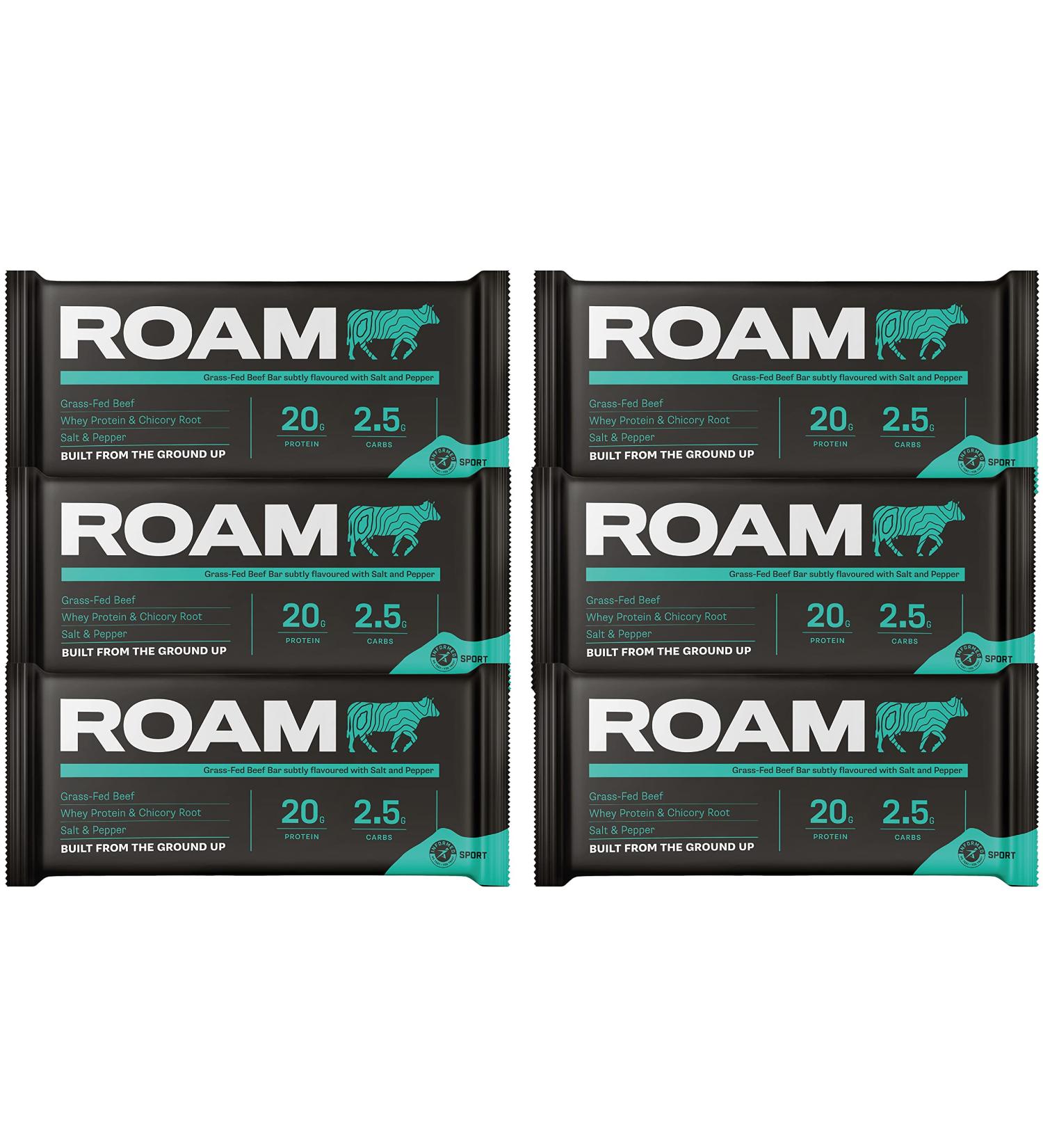ROAM Natural Protein Bars Meal Replacement Nutrition Bars High Protein And Low Carb Ideal For Healthy Diet (Original 6 Count (Pack of 1)) Original 6 x 45g Bars - Buy Online on GoSupps.com