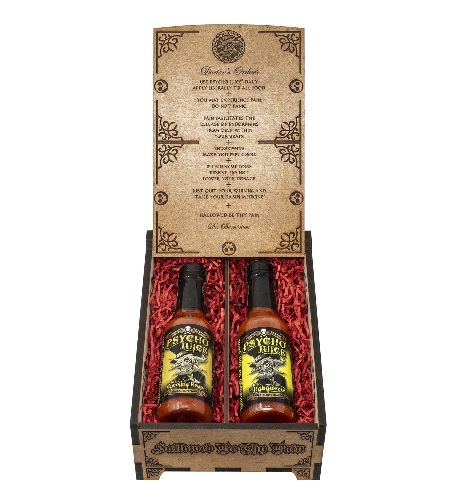 Psycho Juice Dark Arts Collection Gift Box - 70% Habanero & Carolina Reaper Sauce - World's Hottest Chili - 148ml | International Shipping - Buy Online on GoSupps.com