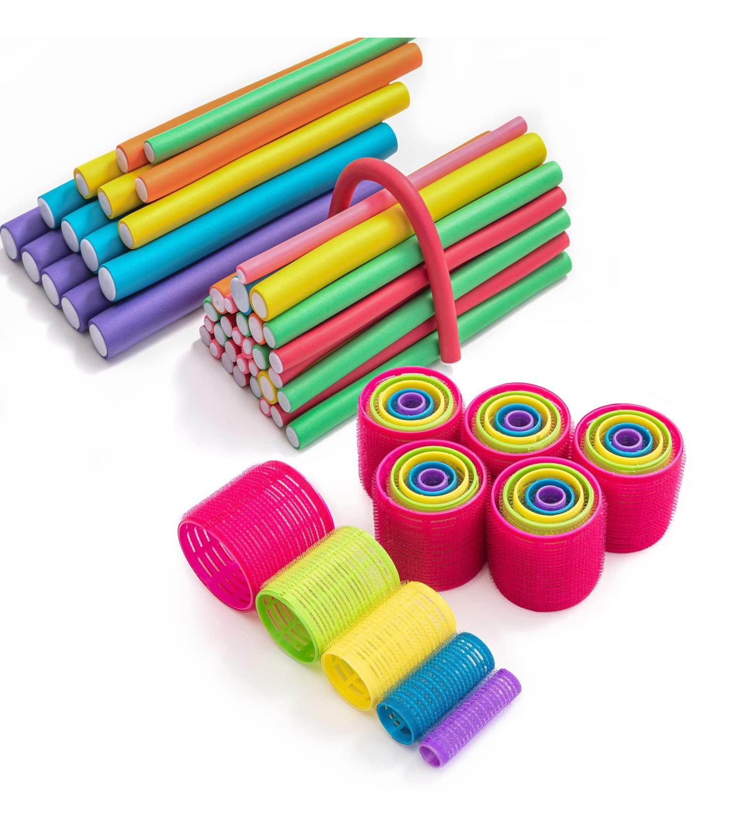 77 Pcs Flexible Hair Rollers Curlers Set with Self Grip Clips - Multi-Colored Foam Twist Rods for Long, Medium, Short Hair - Goodofferplace - Buy Online on GoSupps.com