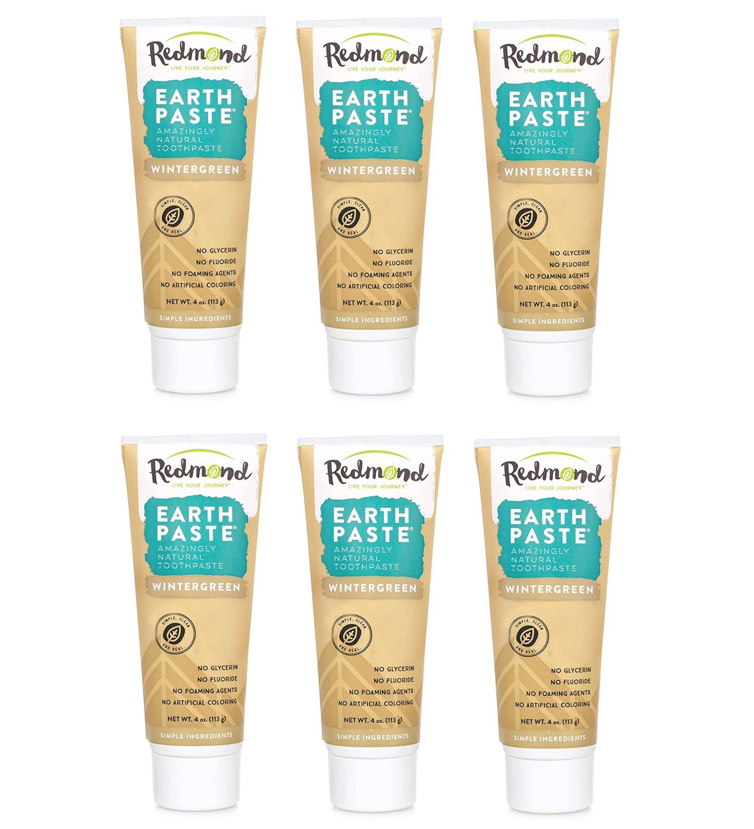 REDMOND Earthpaste Non-Fluoride Vegan Toothpaste - Organic Wintergreen 6 Pack (4 oz) - Buy Online on GoSupps.com