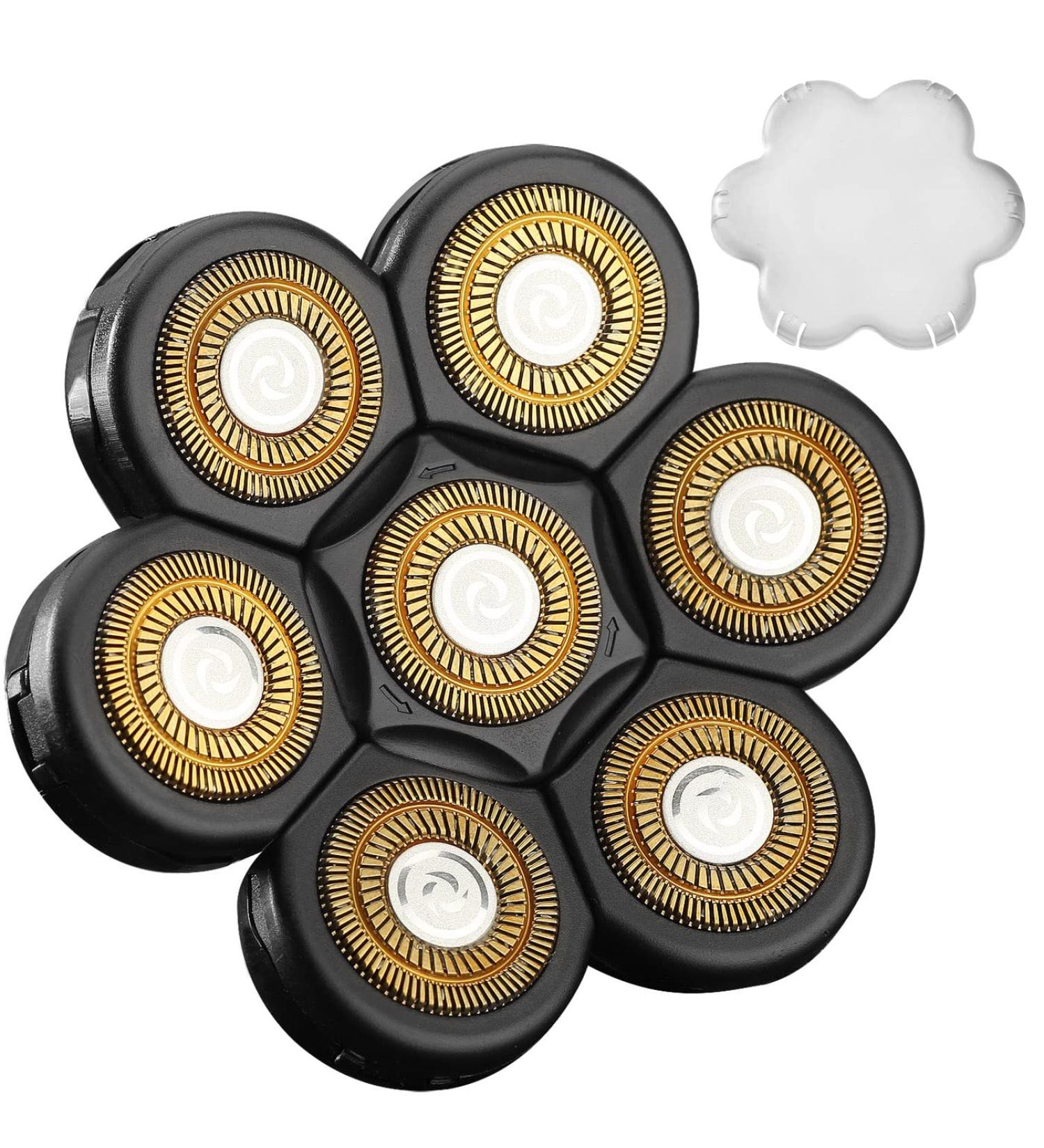 FOXSONIC 7 Blades Head Shaver Replacement Heads for Freedom Grooming Bald Shaver - Gold and Black - Buy Online on GoSupps.com