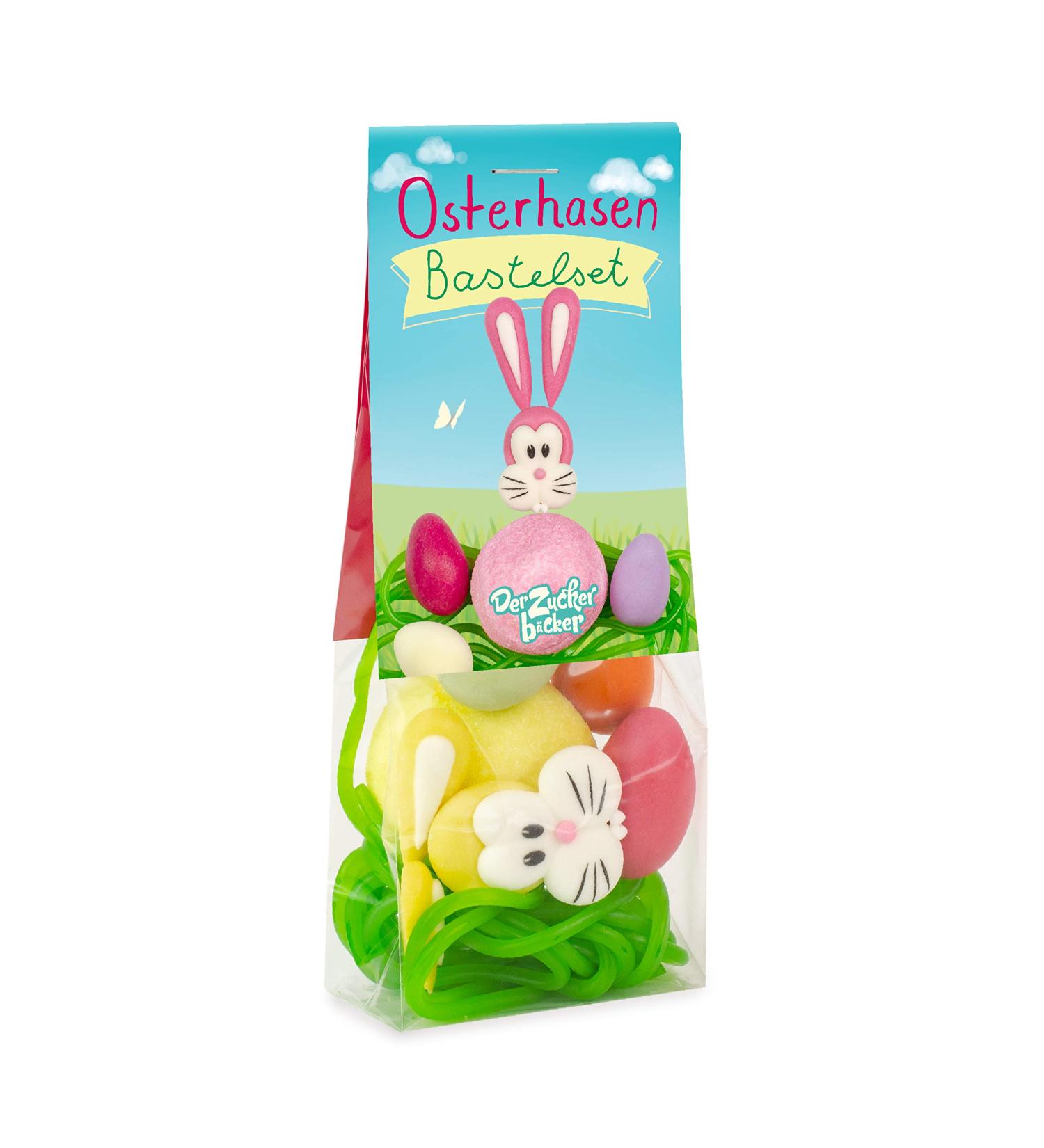 Easter bunnies handicraft set green fruit gum coast colorful Easter egg almond and marshmallow sweet Easter handicraft set in a snack bag nice gift idea for Easter NB - Easter bunnies handicraft set