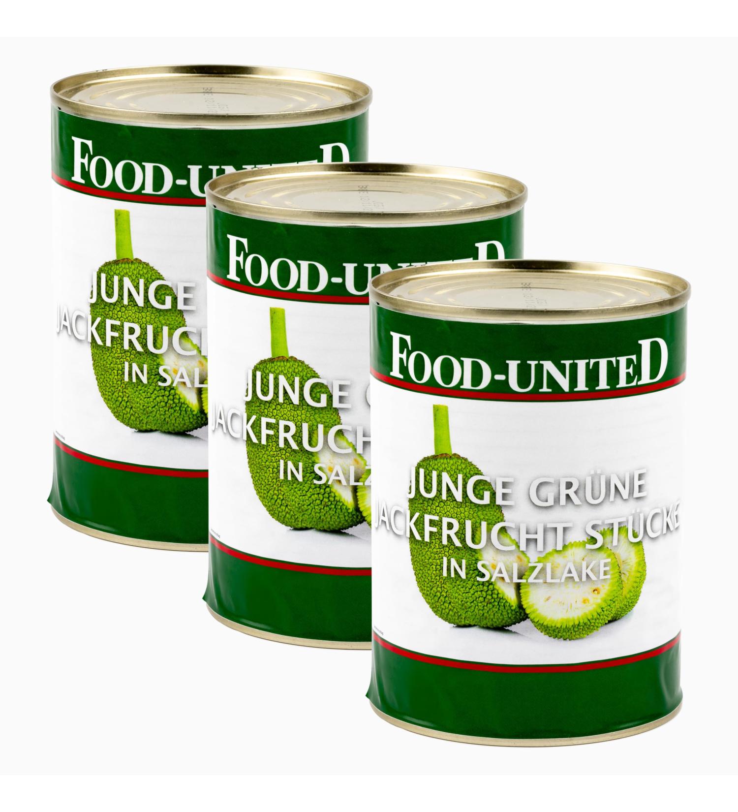 Buy Food-United Jackfruit in Brine | 3x280g Vegan Meat Substitute | Young Jackfruit Pieces for Curry & Goulash - Buy Online on GoSupps.com