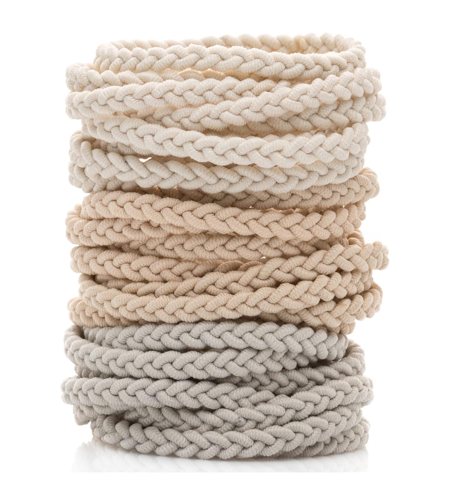 Braided Hair Ties Set - 18 Pcs Blonde Thick Ponytail Holders & Elastics Bracelet - 3 Shades of White - Women's Hair Accessories - Buy Online on GoSupps.com