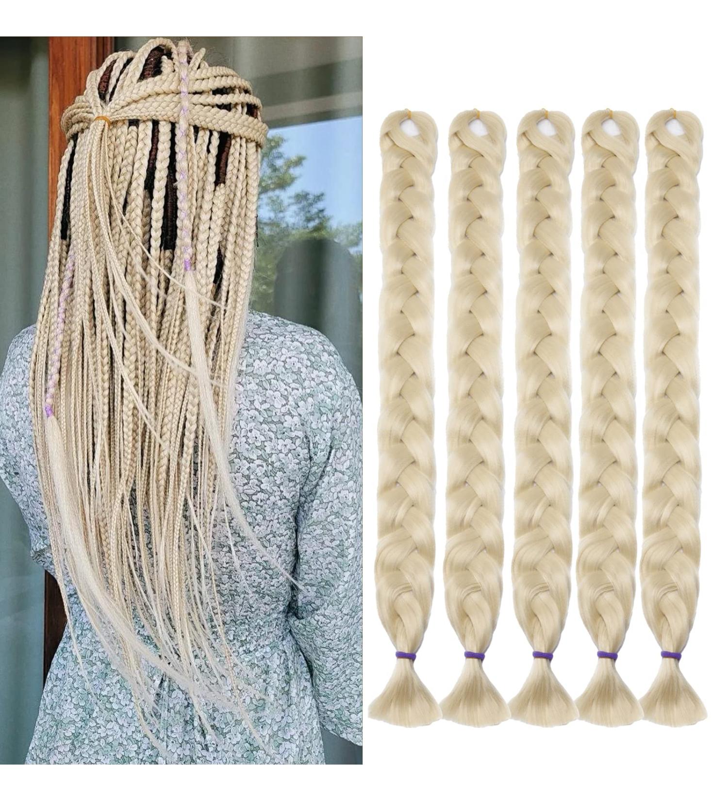 Tess 41 Braids Extensions | Jumbo Synthetic Crochet Braids Hair 5pcs 165g Bundle | Light Blonde #613 100cm - Buy Online on GoSupps.com