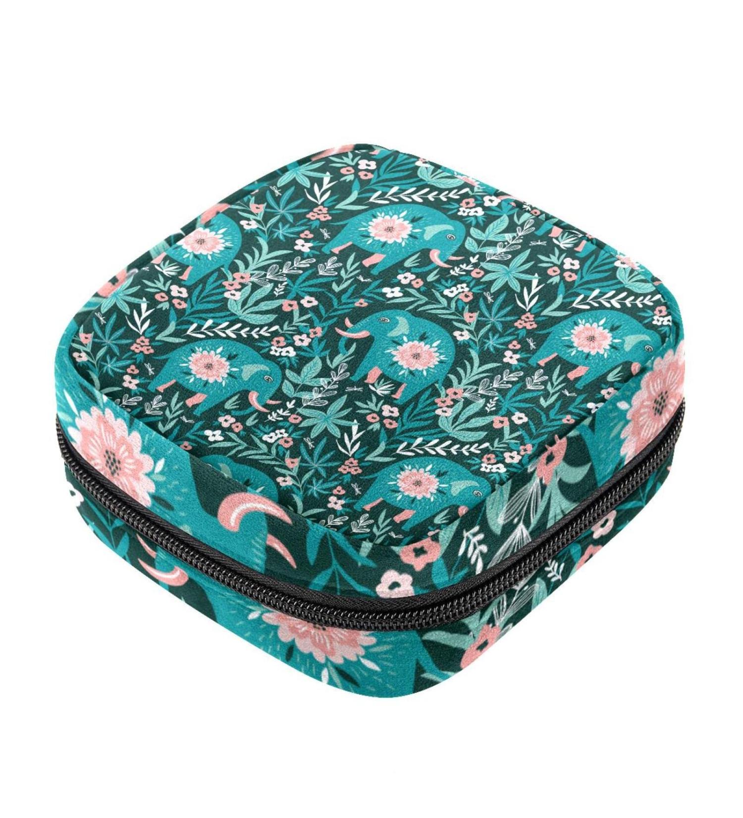 Elephant Green Period Storage Bag - Portable Sanitary Napkin Pouch for Girls - Multicoloured 04 - Buy Online on GoSupps.com