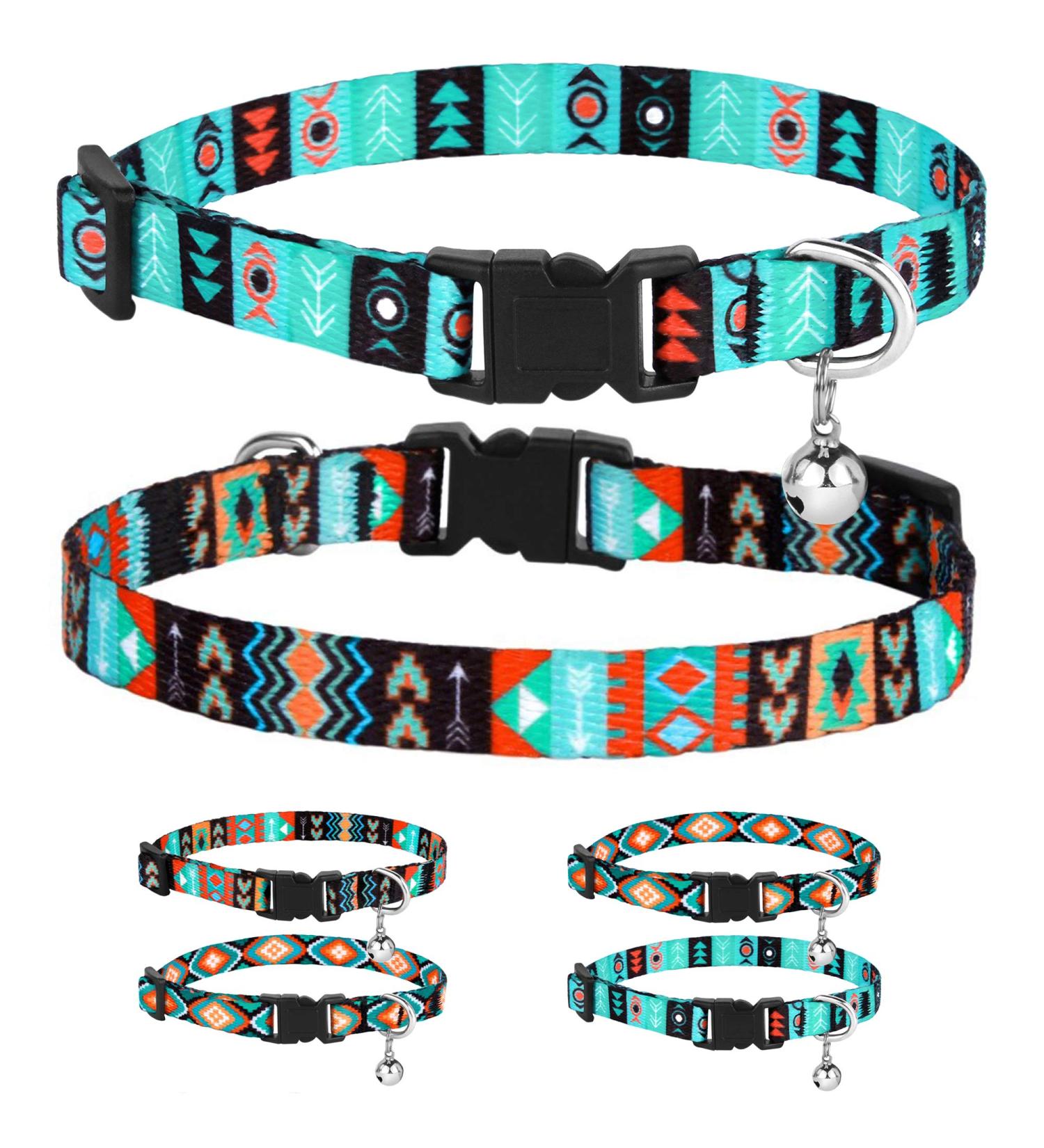 CollarDirect Cat Collar Set - Adjustable Tribal Aztec Pattern with Bell | 2-Piece Safety Collar for Cats & Kittens - Buy Online on GoSupps.com
