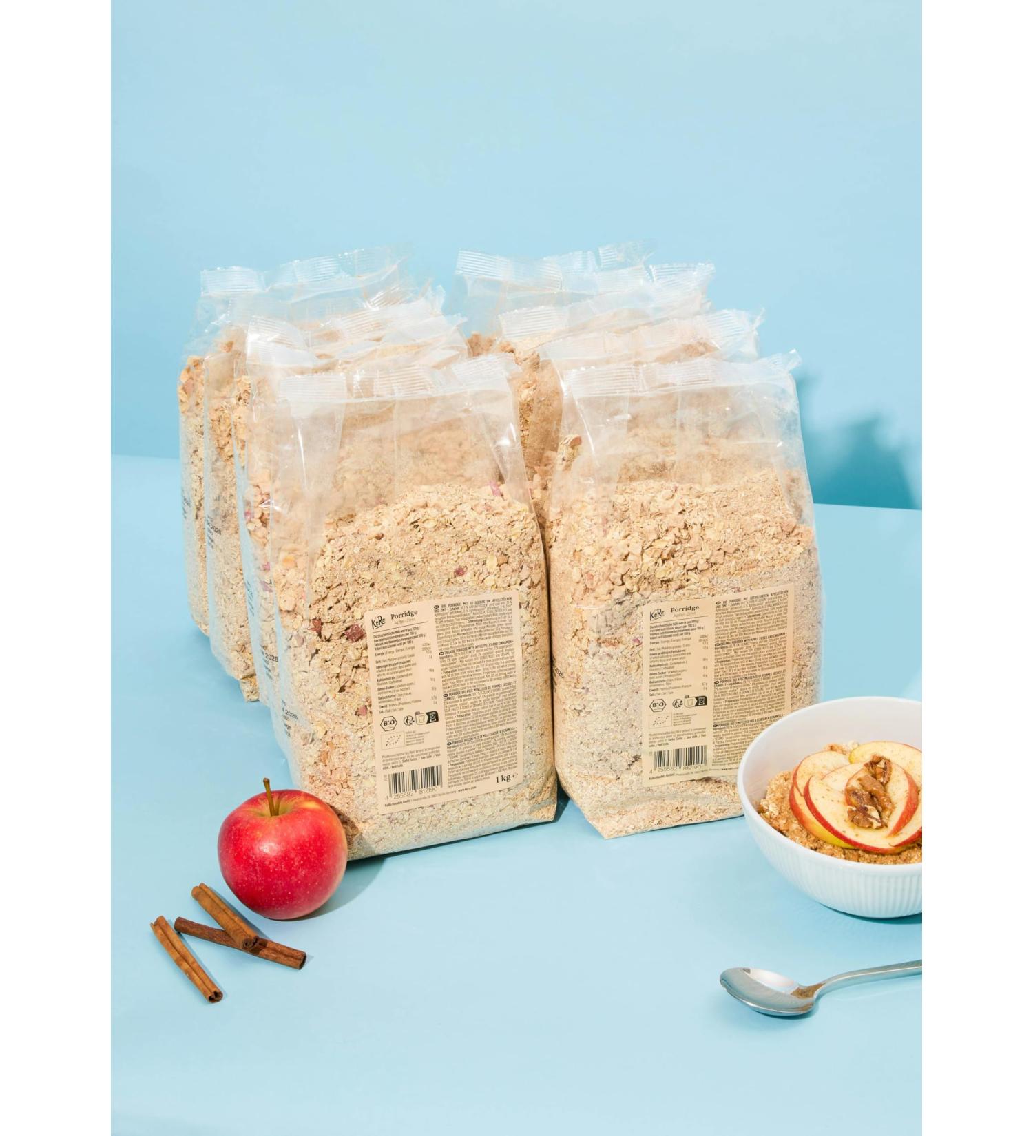  KoRo KoRo - Organic Apple-Cinnamon Porridge 1kg - Vegan - For porridge or overnight oats - Quick & easy to prepare - Buy Online on GoSupps.com