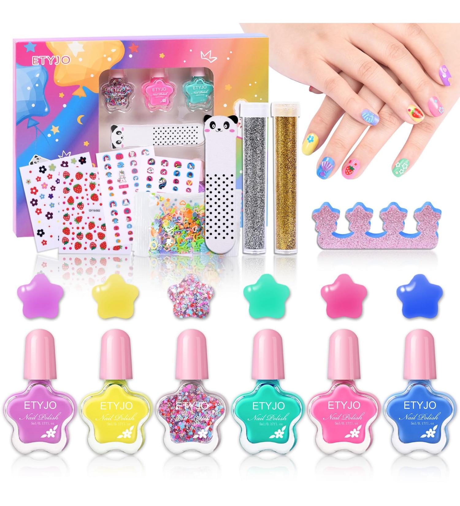 ETYJO Childrens Nail Varnish - Non-Toxic Kids Nail Polish 6 Colors Girls Nail Varnish Sets Kids Peel-Off Water Based Nail Polish Girls Nail Polish Set for Children Teens Gift Kit - Buy Online on GoSupps.com