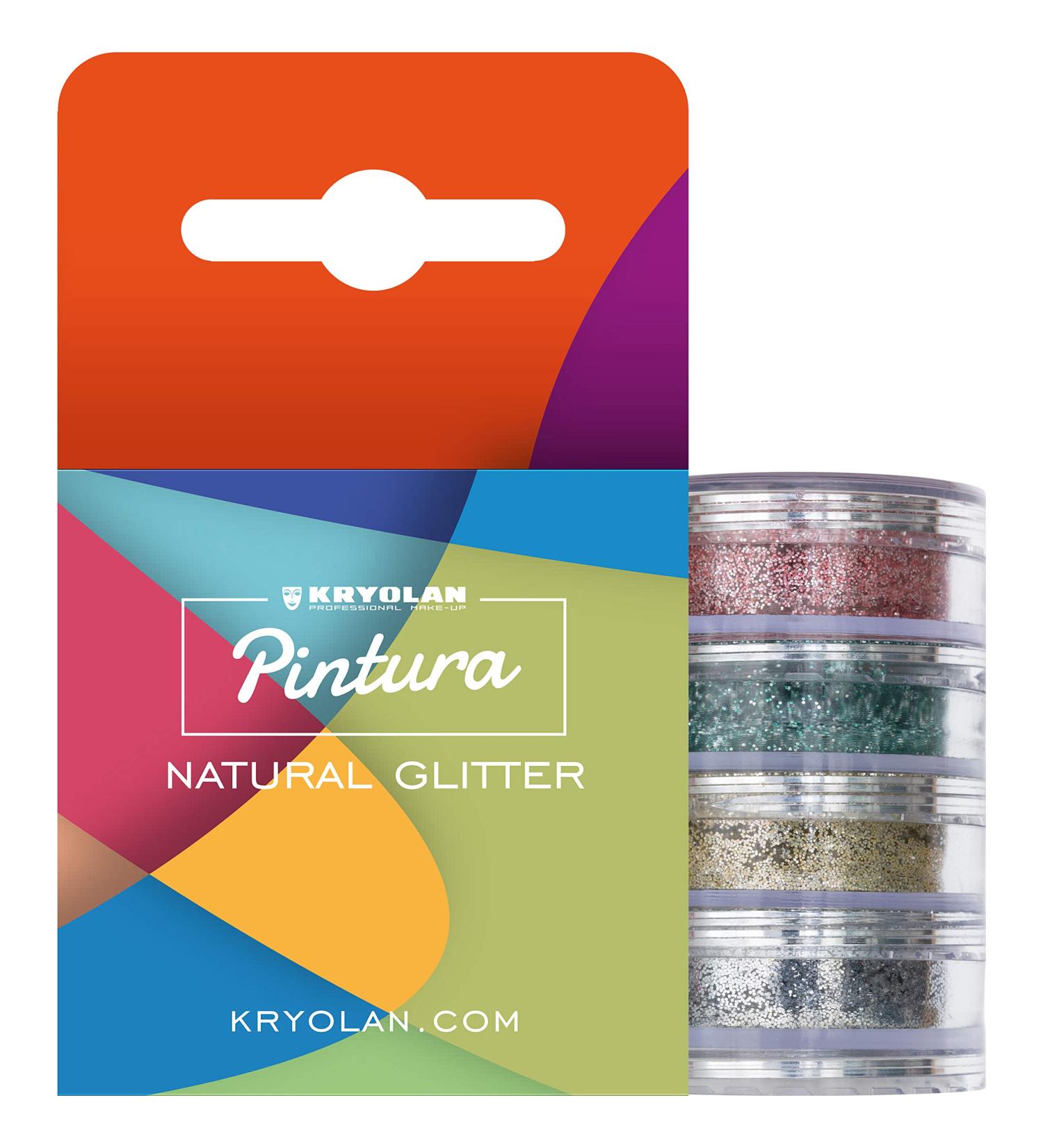 Kryolan Pintura Natural Glitter Set of 4 Colors - Vegan & Biodegradable Cosmetic Glitter for Face & Body - Perfect for Party, Carnival, Festivals & Halloween - Buy Online on GoSupps.com