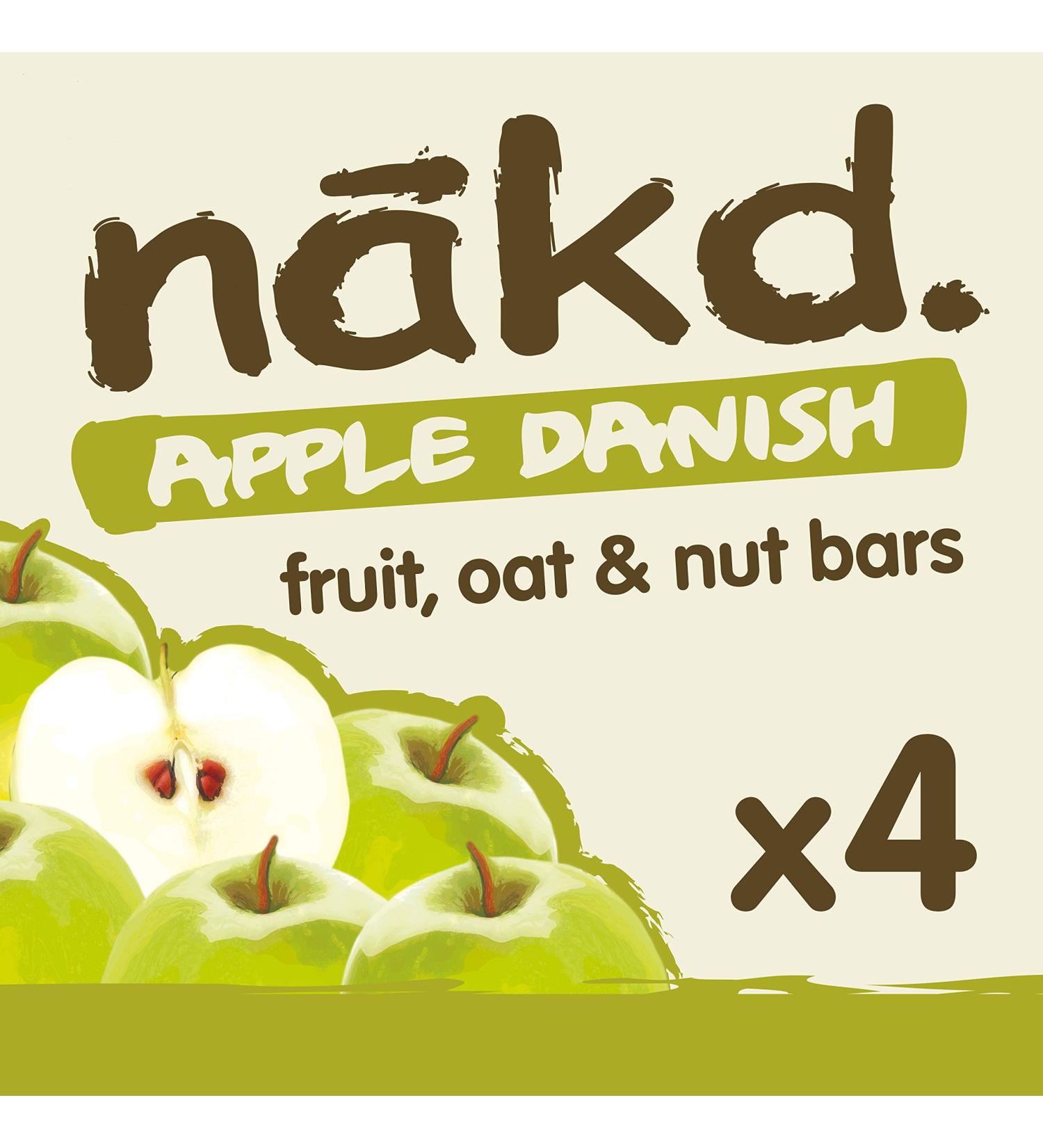 Nakd Apple Danish Natural Oat Bar - Vegan - Gluten Free - Healthy Snack - 35g x 4 bars