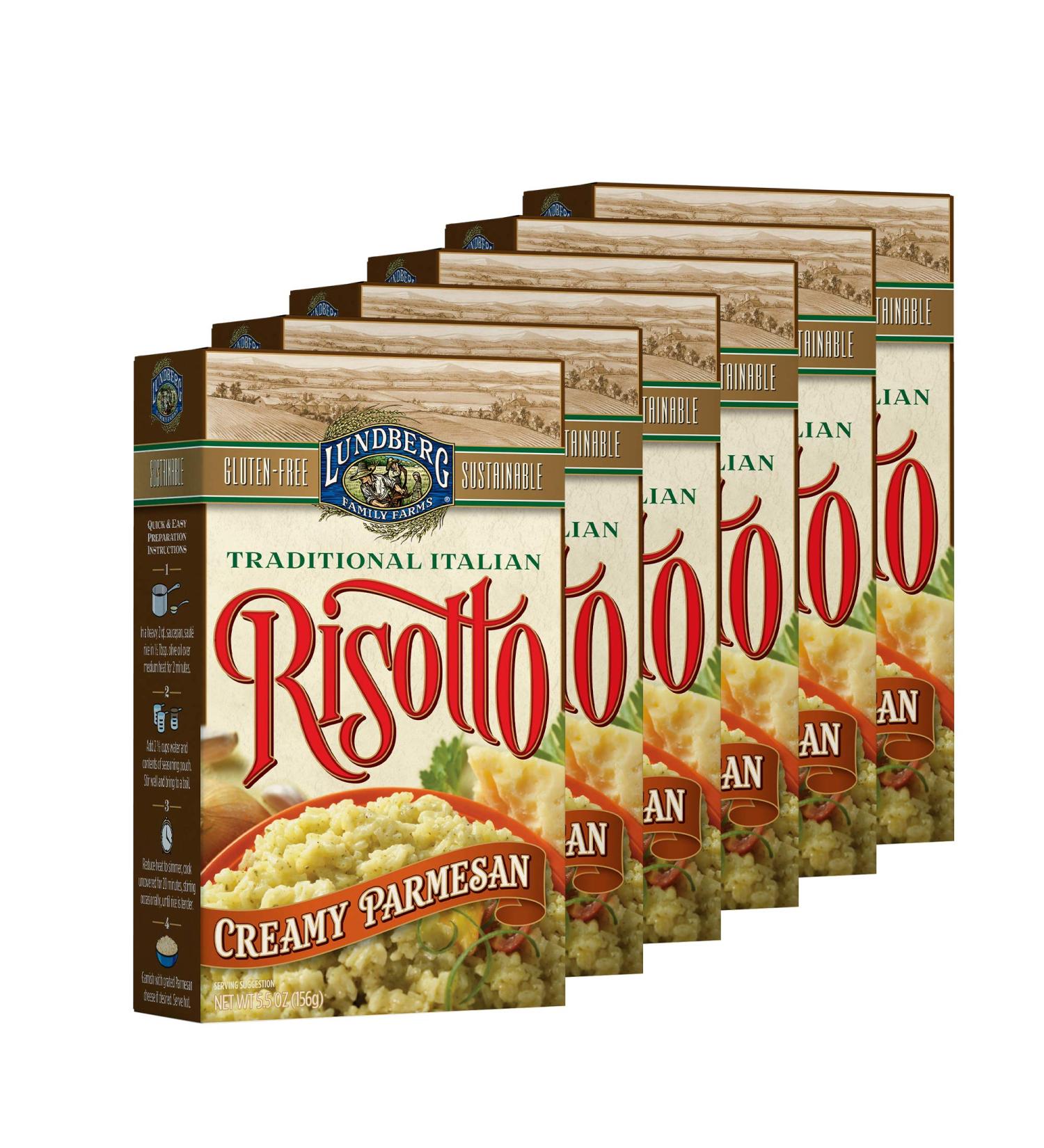 Lundberg Family Farms Traditional Italian Risotto Creamy Parmesan 6-Pack - Gluten-Free Side Dish, Sustainable & Easy to Cook - 20 Minute Prep Time - Buy Online on GoSupps.com