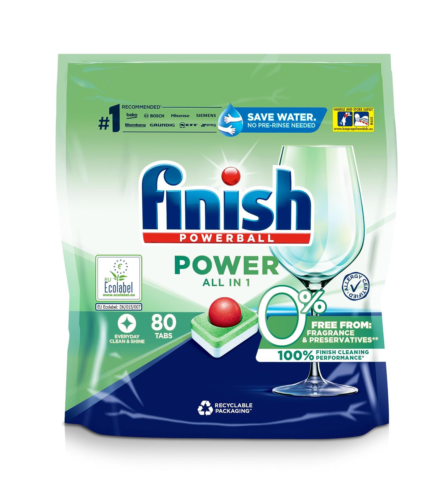 Finish 0% Dishwasher Tablets - 80 Tabs | Powerful Cleaning Formula - Buy Online on GoSupps.com