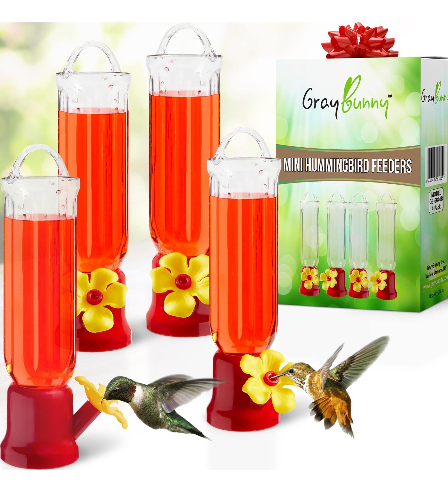 Set of 4 Mini Hummingbird Feeders with Hanging Wires Transparent Feeders for Humming Birds - Buy Online on GoSupps.com