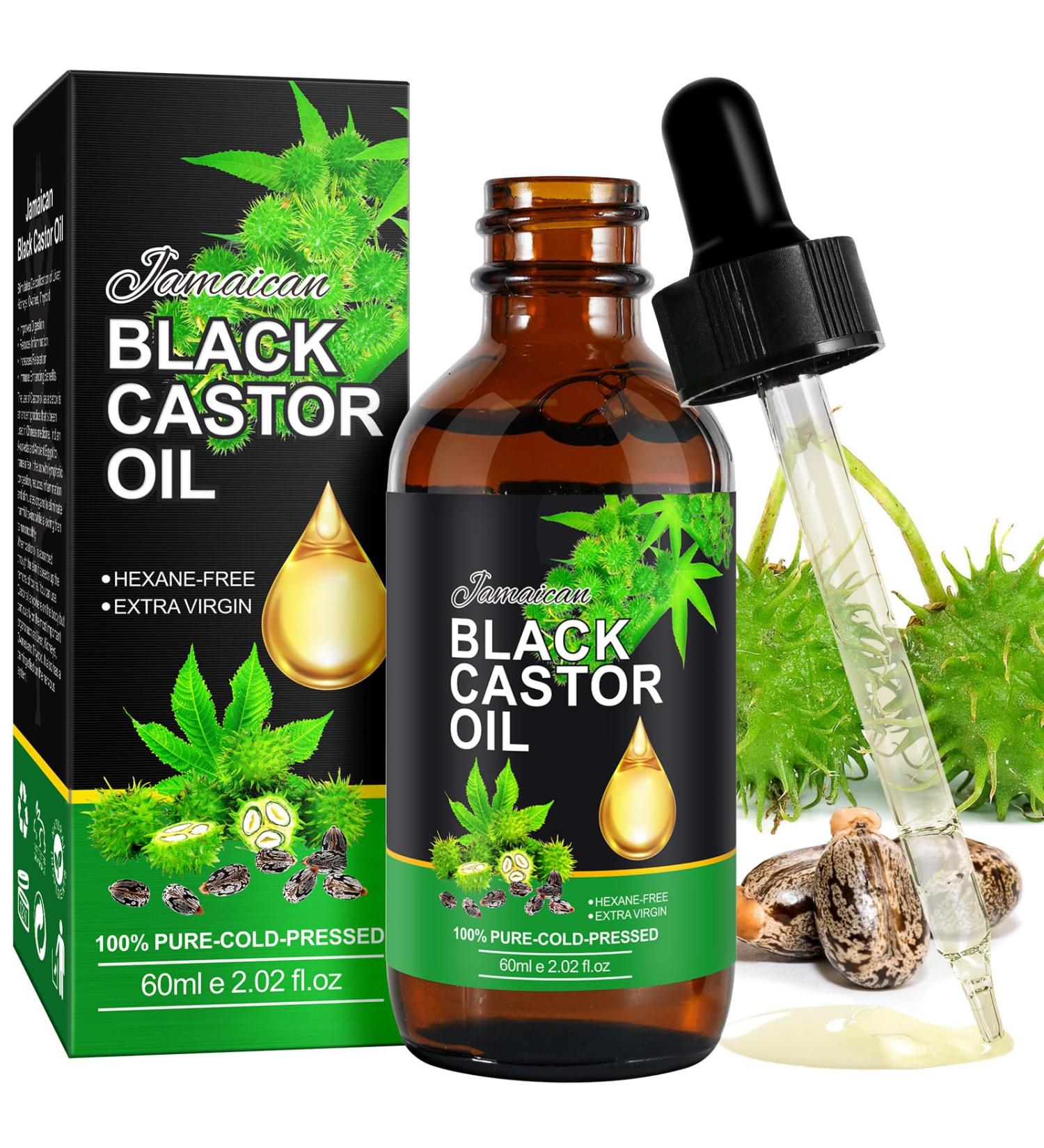 NIFEISHI 100% Pure Jamaican Black Castor Oil - Cold Pressed 2.02 Fl Oz | Hair Growth & Body Care Moisturizing Oil - Buy Online on GoSupps.com