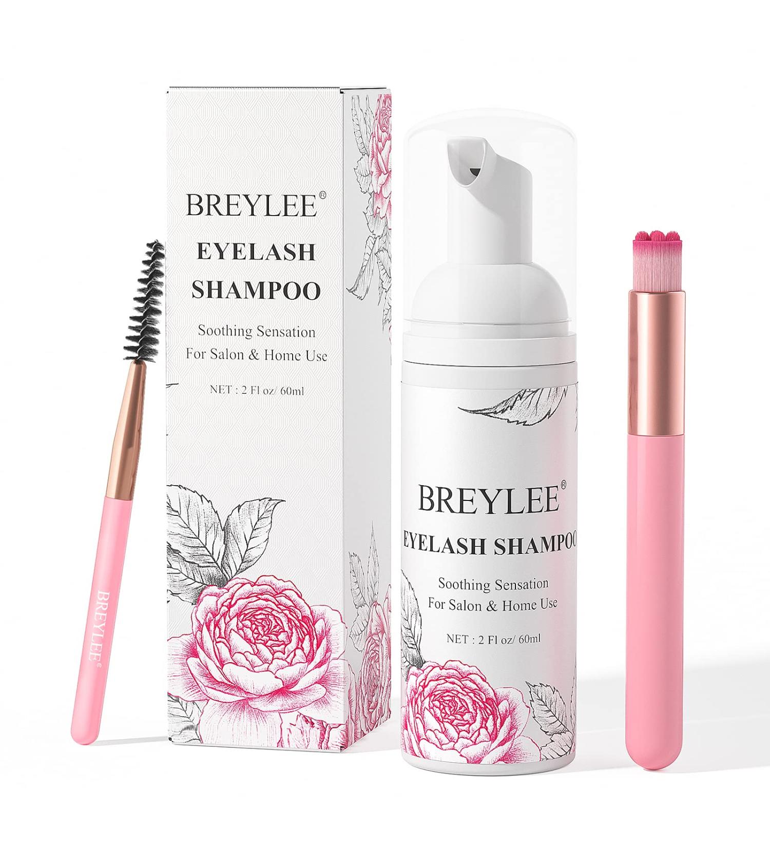 BREYLEE Eyelash Extension Cleanser Set - 3-Pack Eyelash Shampoo, Foam & Brushes - Paraben & Sulfate Free - 60ml, Ideal for Salon and Home Use - Buy Online on GoSupps.com