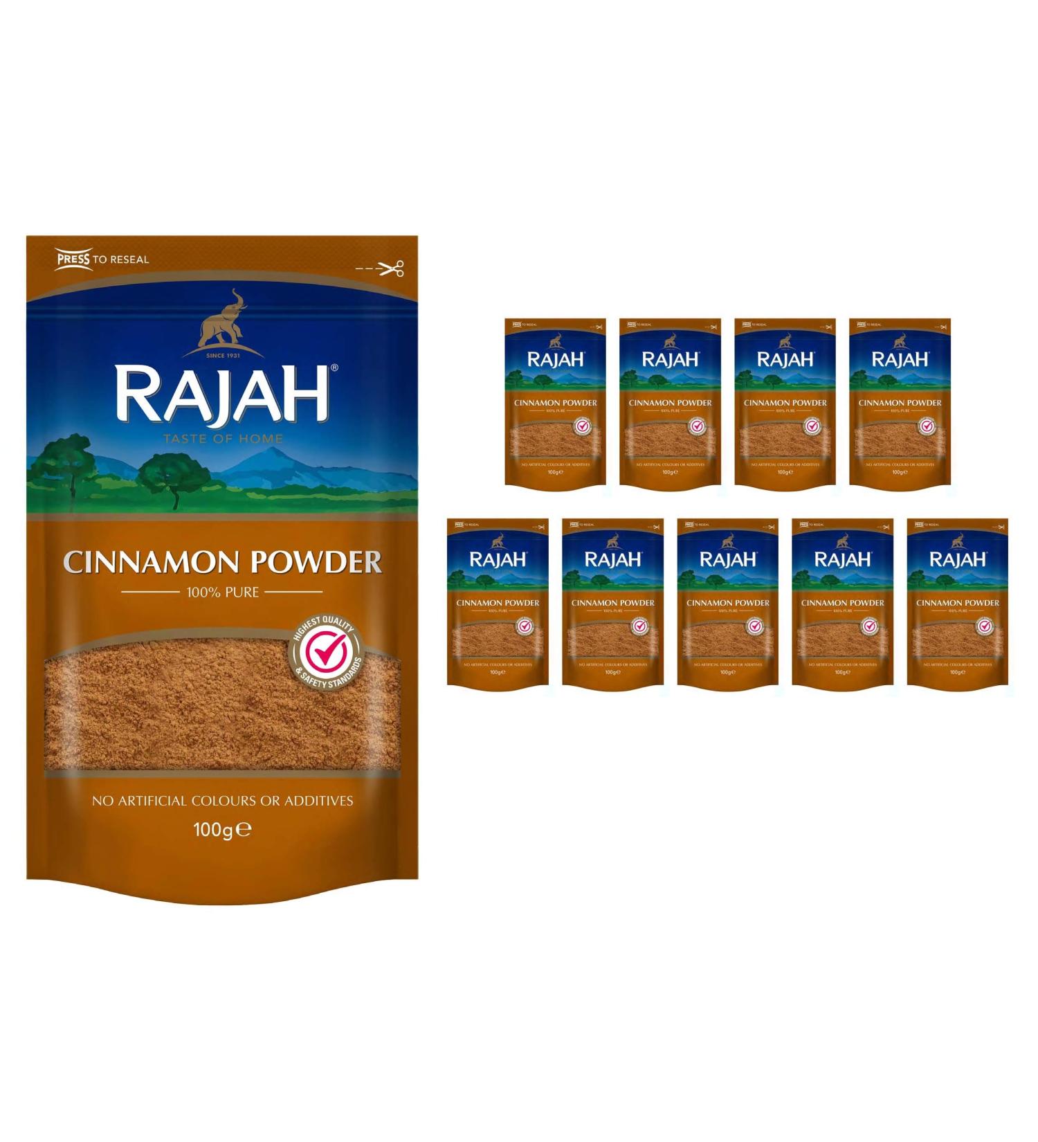 Rajah Cinnamon Powder 100g x 10 | Premium Dalchini Spice | Darcheen Cinammon - Buy Online on GoSupps.com