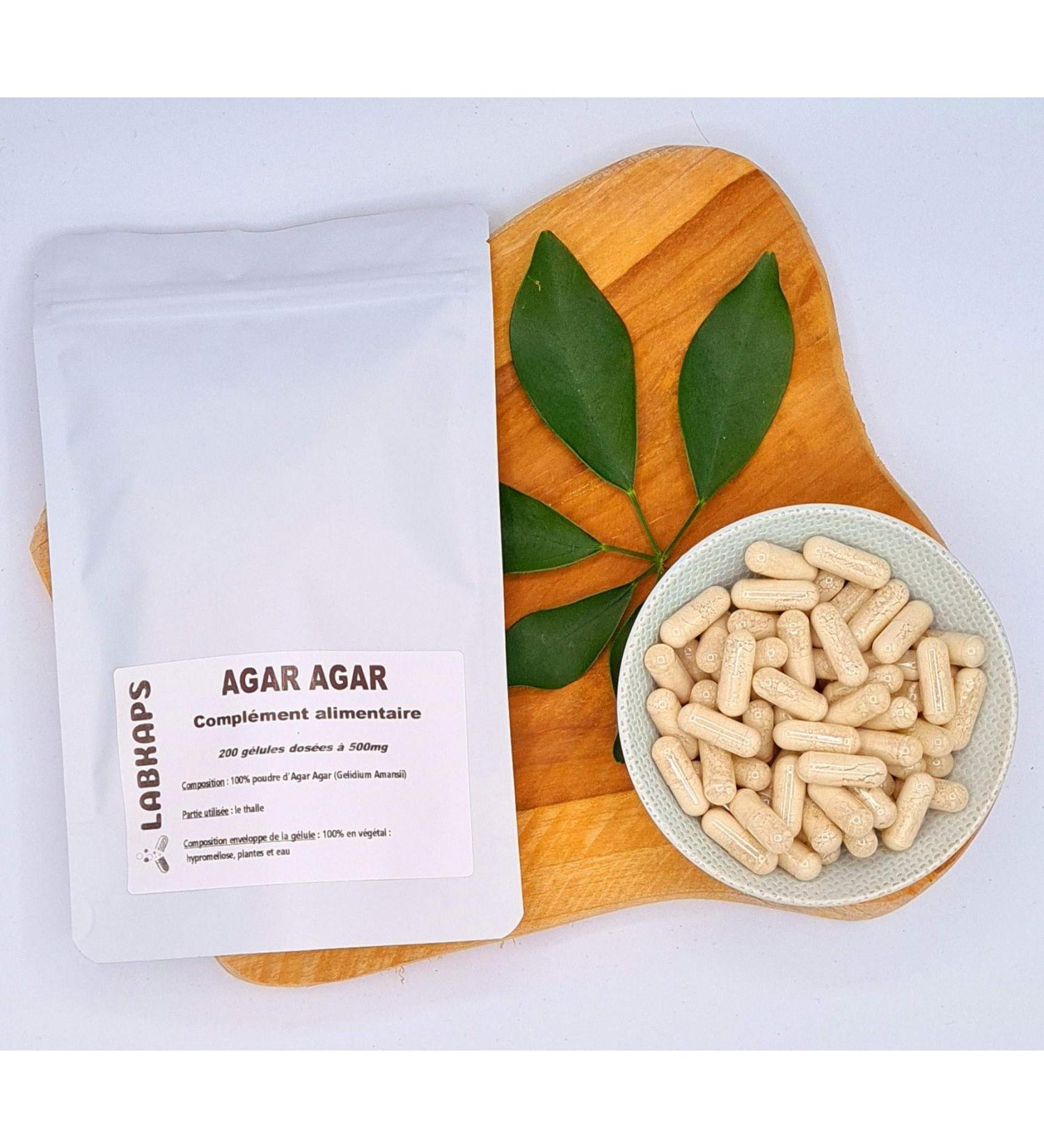 AGAR AGAR 200 Capsules with a Strength of 500 mg 100% Vegetable Shell - Food Supplement - Buy Online on GoSupps.com