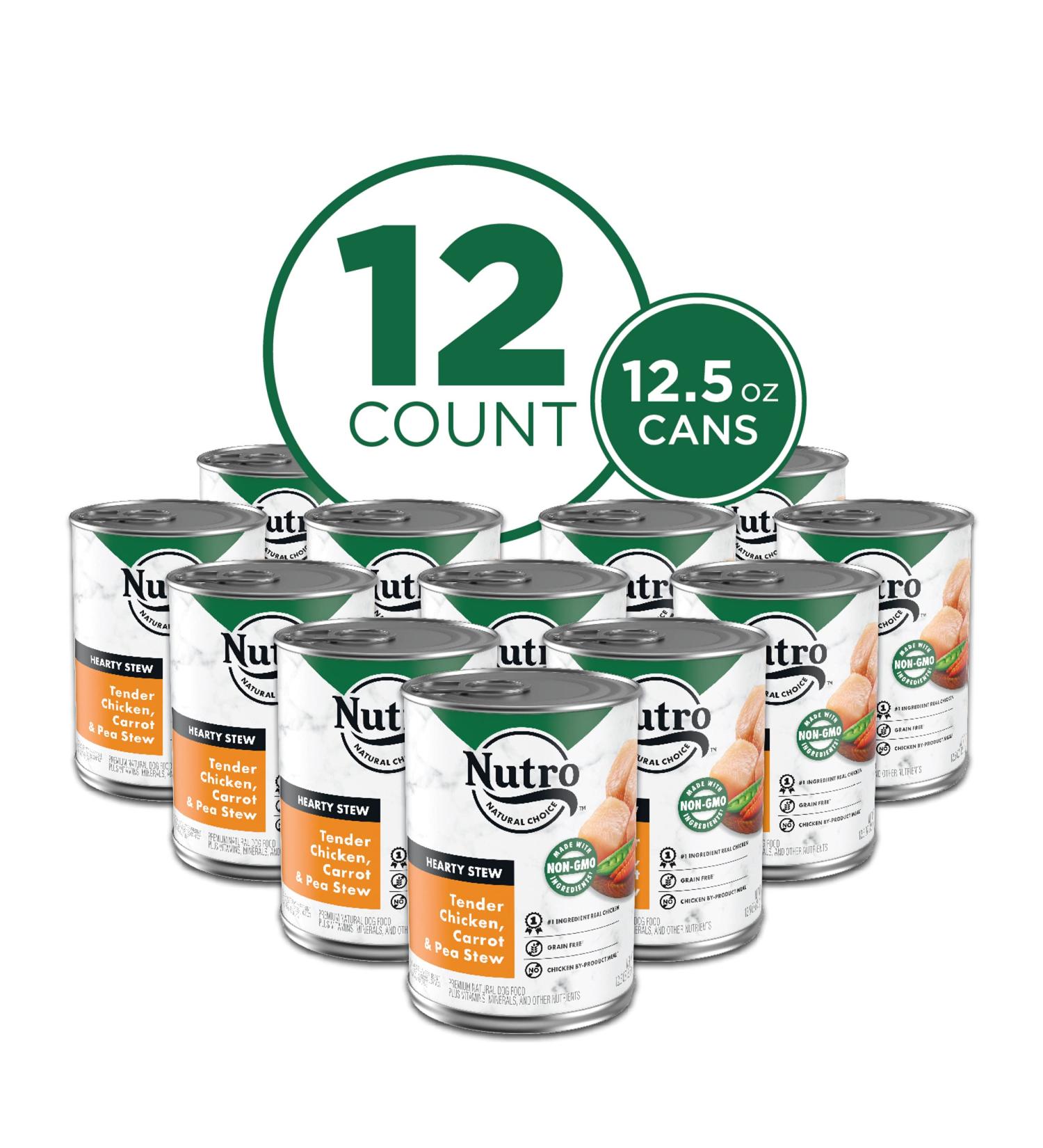 NUTRO Hearty Stews Adult Wet Dog Food 12.5 oz. Cans (Pack of 12) - Chicken Flavor - Buy Online on GoSupps.com