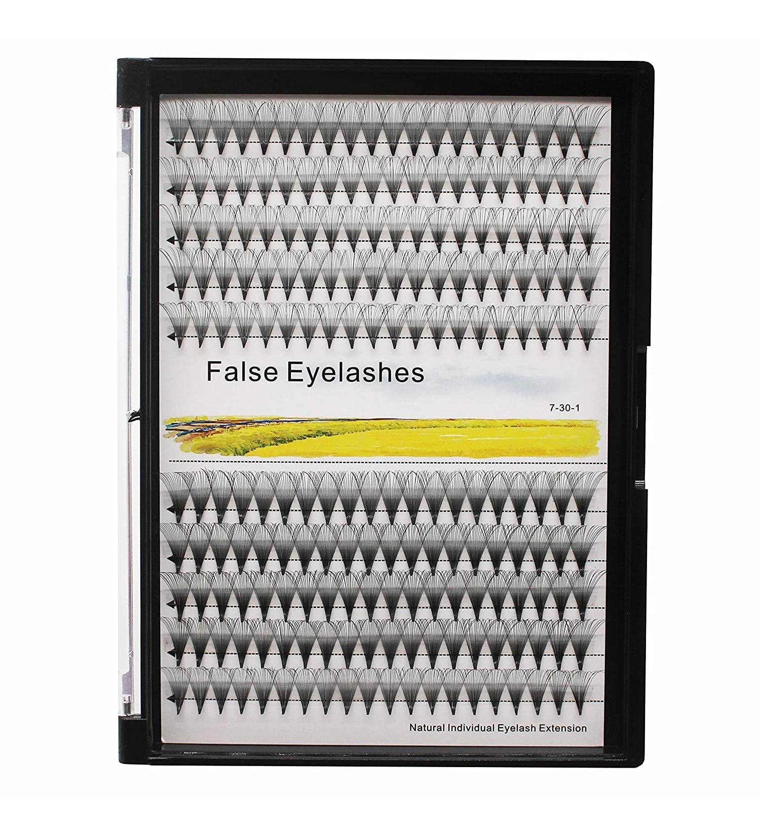 200pcs -Handmade 20Roots Black Soft and Light volume Premade Fans Eye Lashes Thickness 0.07mm D Curl Individual Cluster False Eyelashes 8-16mm to Choose (18mm)