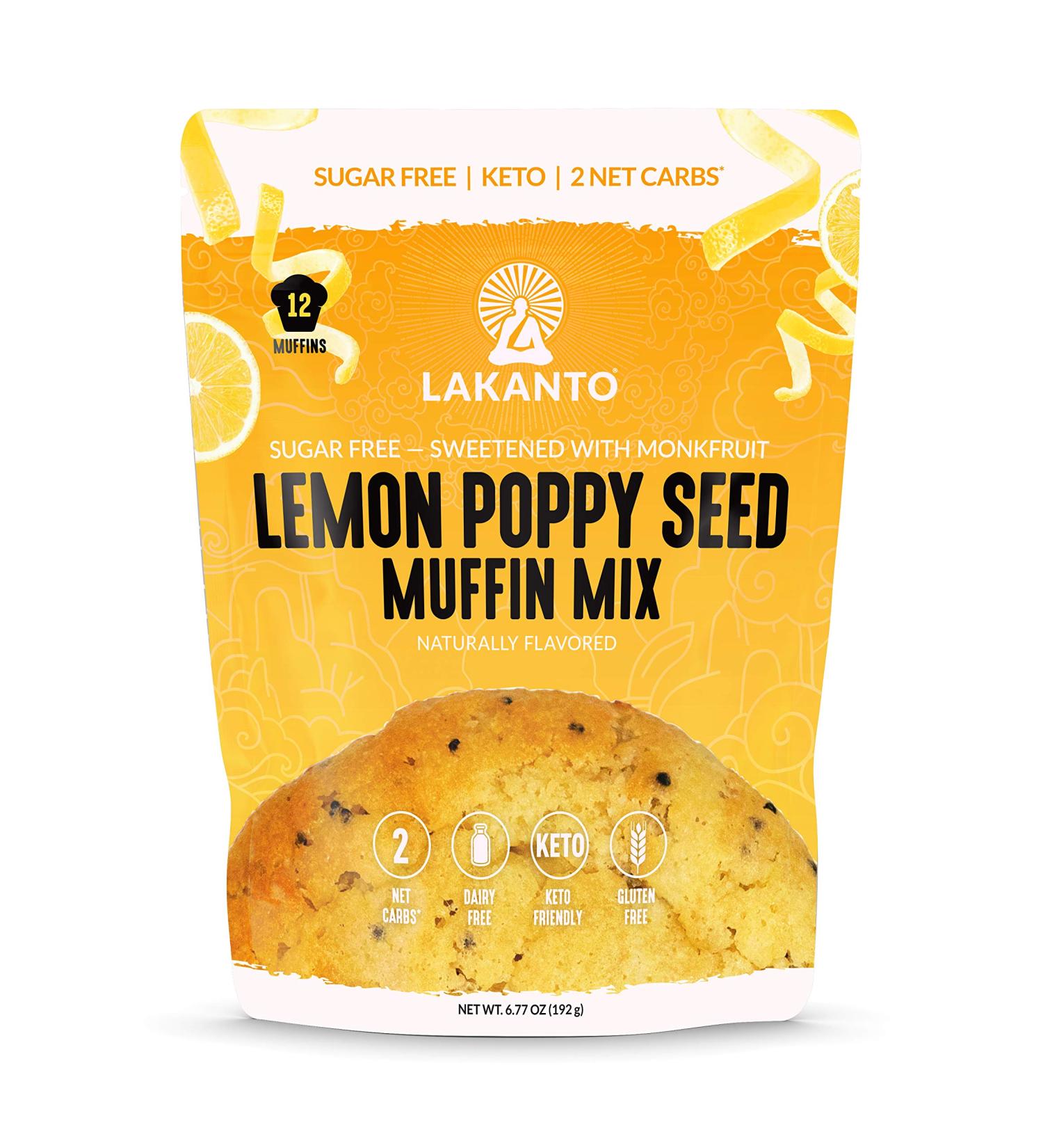 Lakanto Sugar Free Lemon Poppy Seed Muffin Mix - 2g Net Carbs, Dairy Free, Keto Friendly, Gluten Free - Almond Flour, Monk Fruit Sweetener - 12 Muffins (6.77 oz) - Buy Online on GoSupps.com