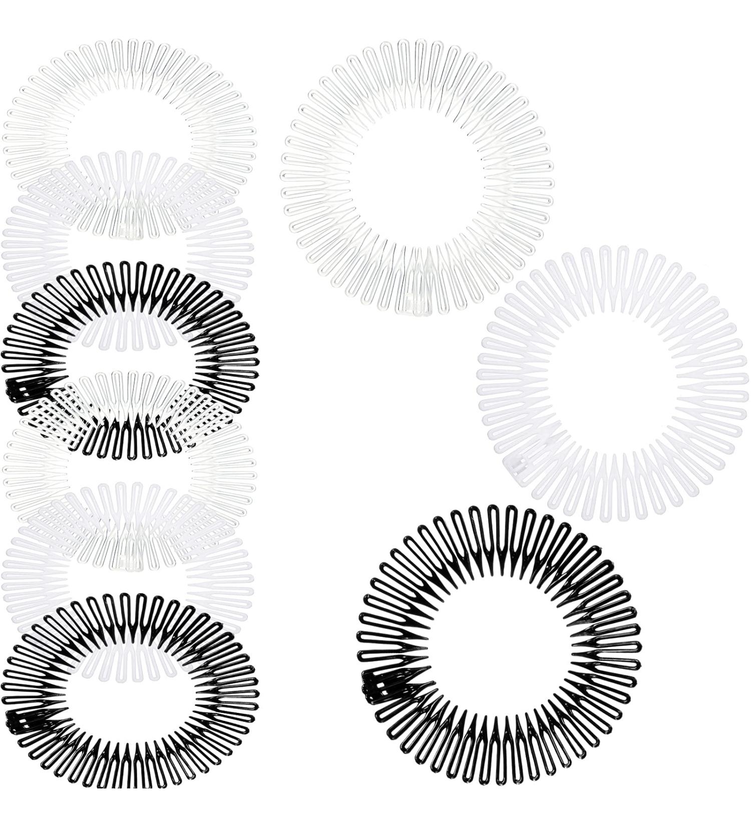 9-Piece Flexible Circular Stretch Comb Set for Women & Girls - 3 Colors (Black, White, Clear) - Buy Online on GoSupps.com
