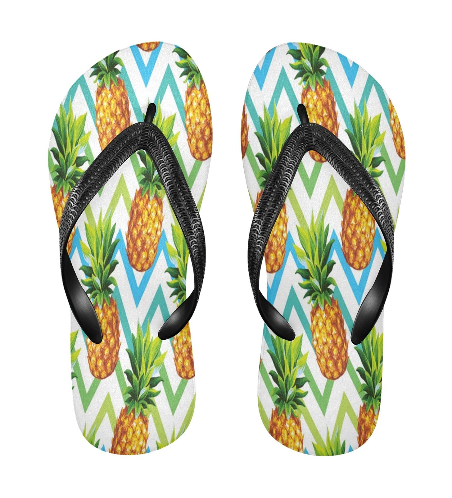 Mnsruu Pineapple Flip-Flops - Zig-Zag Chevron Watercolor Sandals for Men & Women | Perfect for Hotel Spa Bedroom & Travel - Buy Online on GoSupps.com