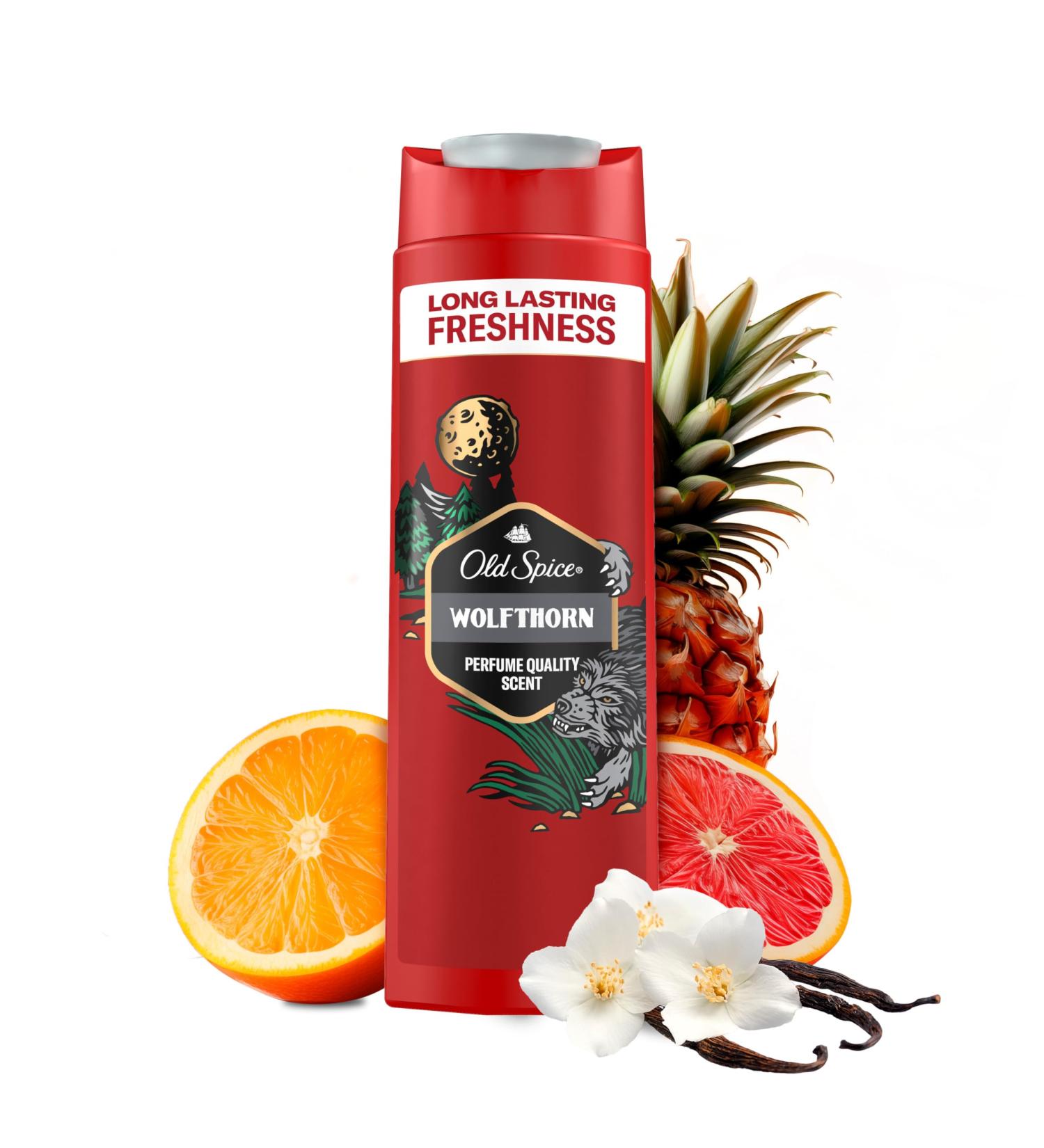 Old Spice Wolfthorn 3-in-1 Shower Gel & Shampoo for Men - 250 ml | Body Hair & Facial Cleansing | Long Lasting Freshness - Buy Internationally - Buy Online on GoSupps.com