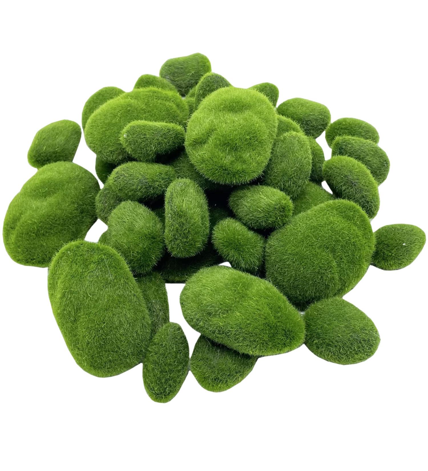 DUENEW Artificial Moss Rocks - 40PCS Decorative Moss Balls for Plants, Home Decor & Crafts - Green Moss Covered Stones in 4 Sizes - Buy Online on GoSupps.com