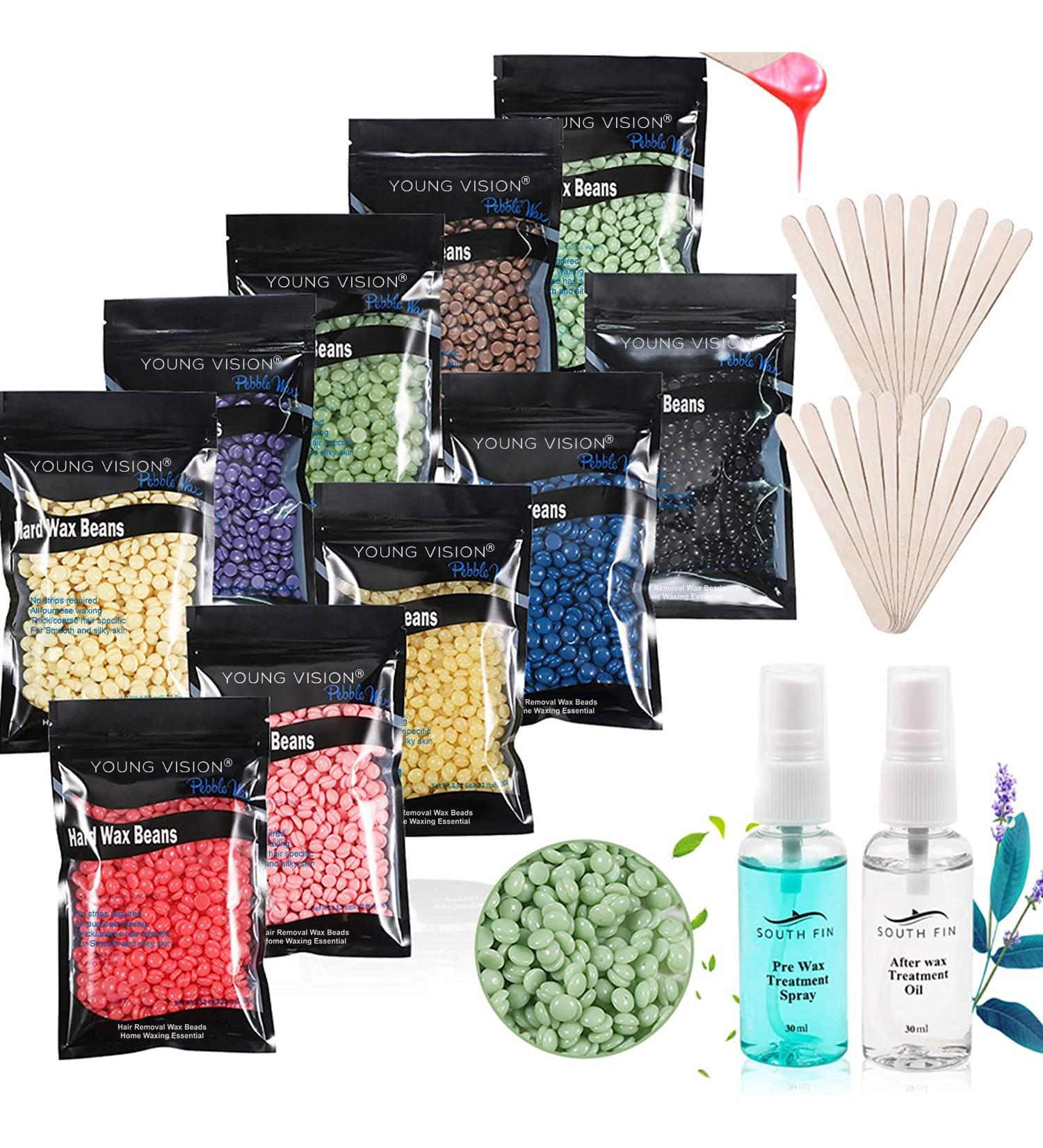 YOUNG VISION Hard Wax Beads for Hair Removal  2.2 LB/1000g/35 OZ Total  10 Colors Hard Wax Beans Pack  Bulk Wax Pearls for Home Waxingâ¦ WAX BEADS KIT - Buy Online on GoSupps.com