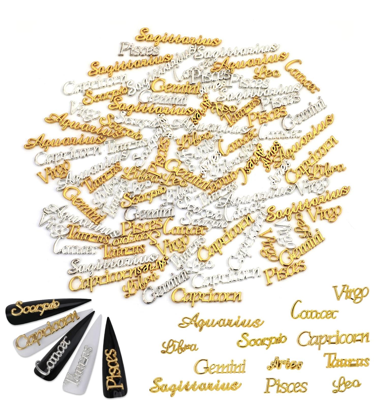 MWOOT 96PCS Constellation Nail Charms Set | Alloy Flatback Message Nail Decorations for Nail Art (Gold & Silver) - International Shipping Available - Buy Online on GoSupps.com