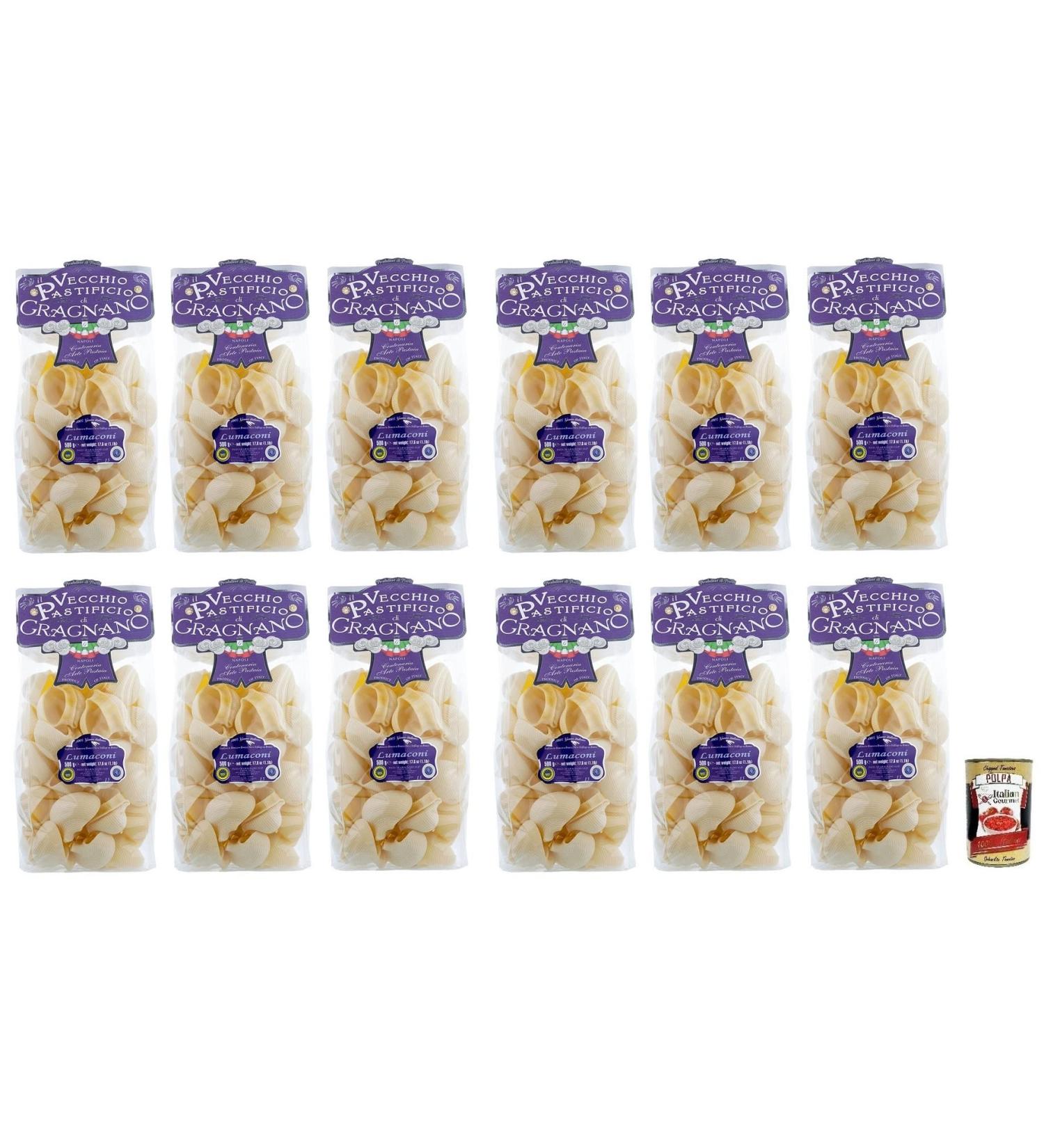  Italian Gourmet E.R. Il Vecchio Pastificio di Gragnano Pasta Lumaconi Gragnano Lot de 12 p tes IGP en semoule de bl dur 500 g + bo te de 400 g - Buy Online on GoSupps.com