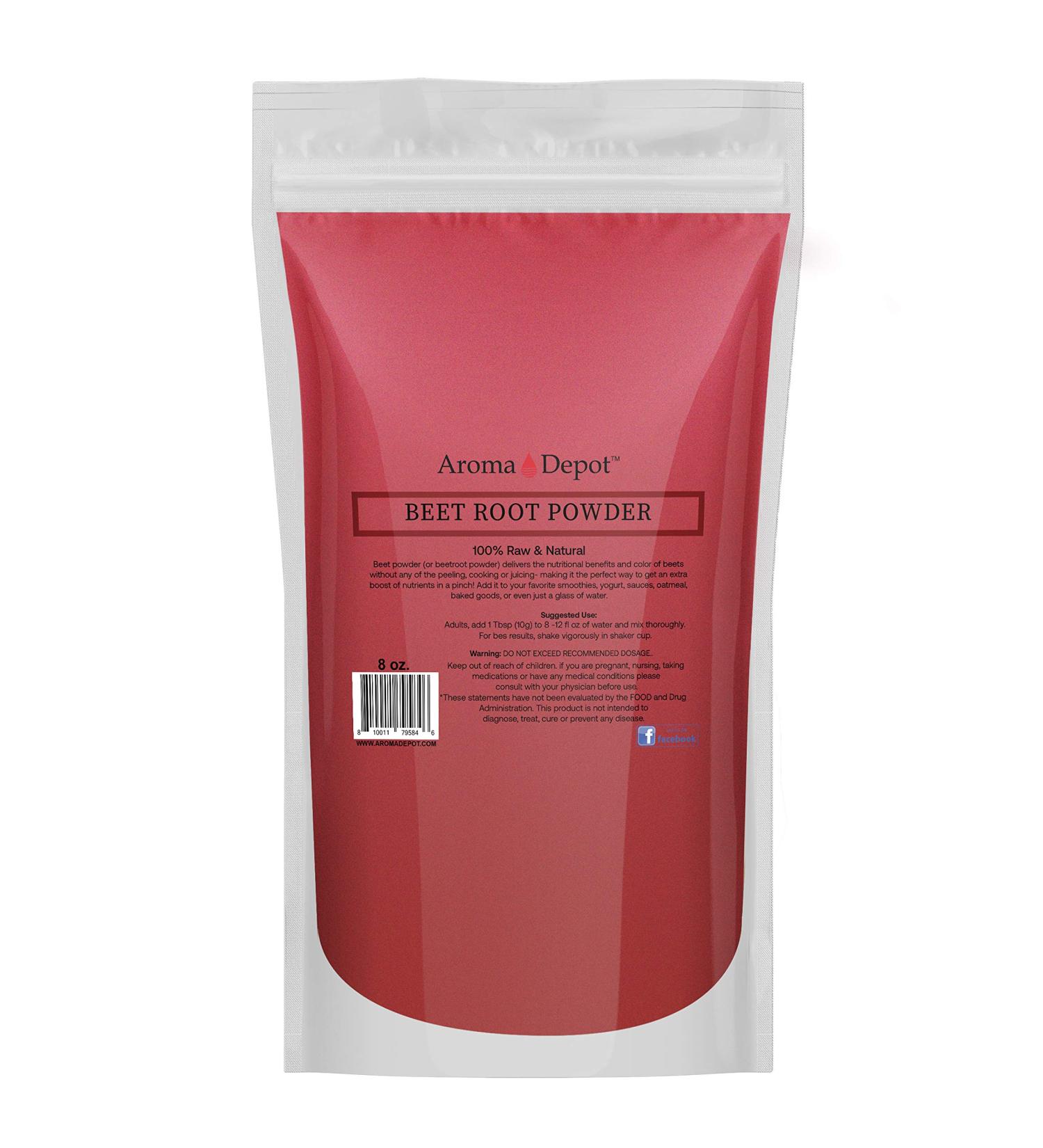 Beet Root Powder 8 oz - Raw Non-GMO | Vegan Gluten Free | Nitric Oxide Booster | Energy & Immune Support | 100% Natural by Aroma Depot - Buy Online on GoSupps.com