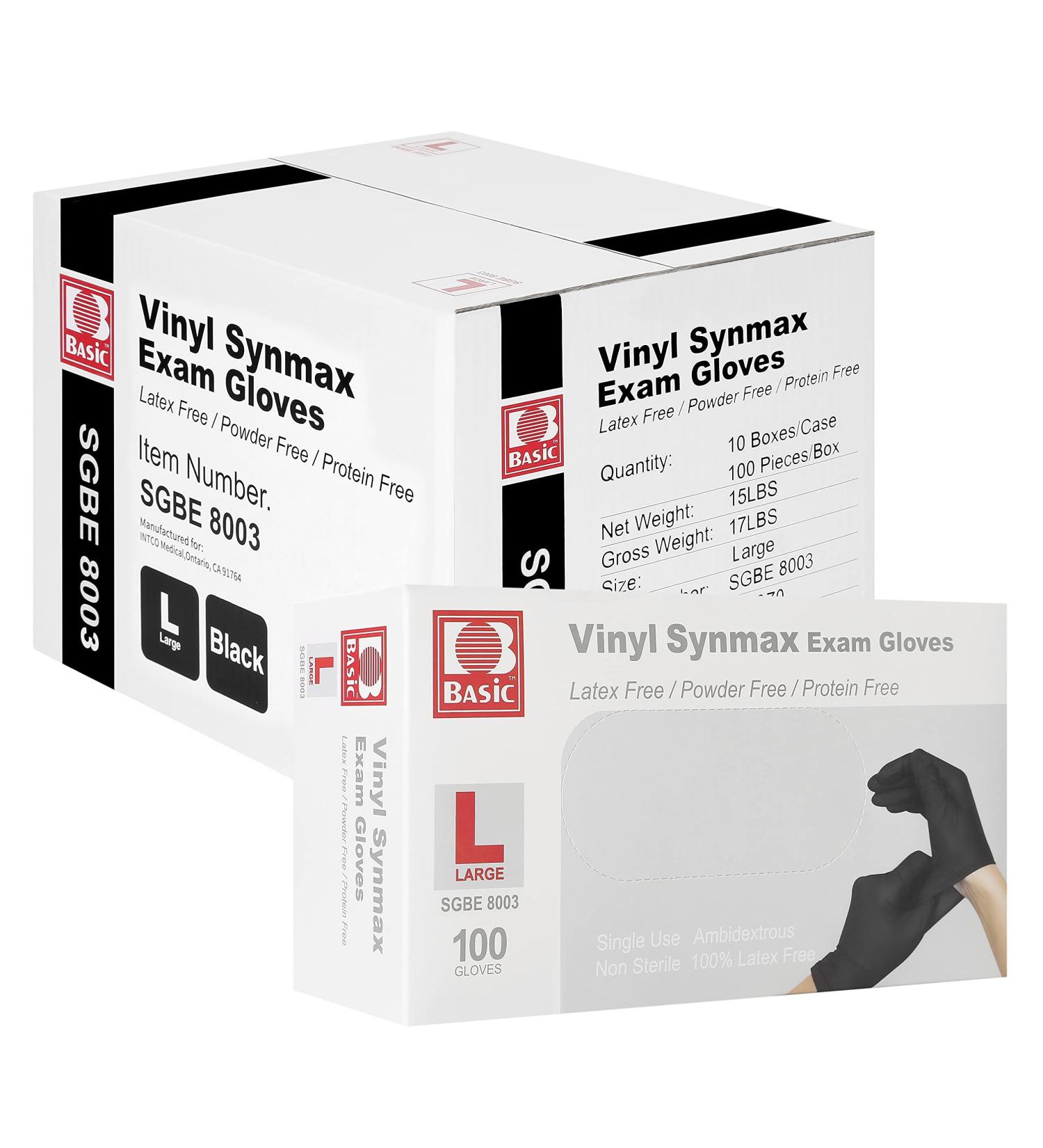 Synmax Black Vinyl Exam Gloves 4 Mil - Case of 1000 (Large, Black) | Latex-Free, Powder-Free Safety Medical Glove - Buy Online on GoSupps.com