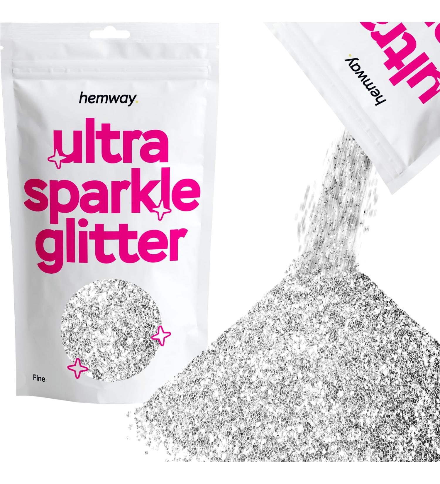 Buy Hemway Fine Glitter Ultra Sparkle 100g - Cosmetic Safe Silver Glitter 1/64 (0.015mm) for Crafting & DIY Projects - Buy Online on GoSupps.com