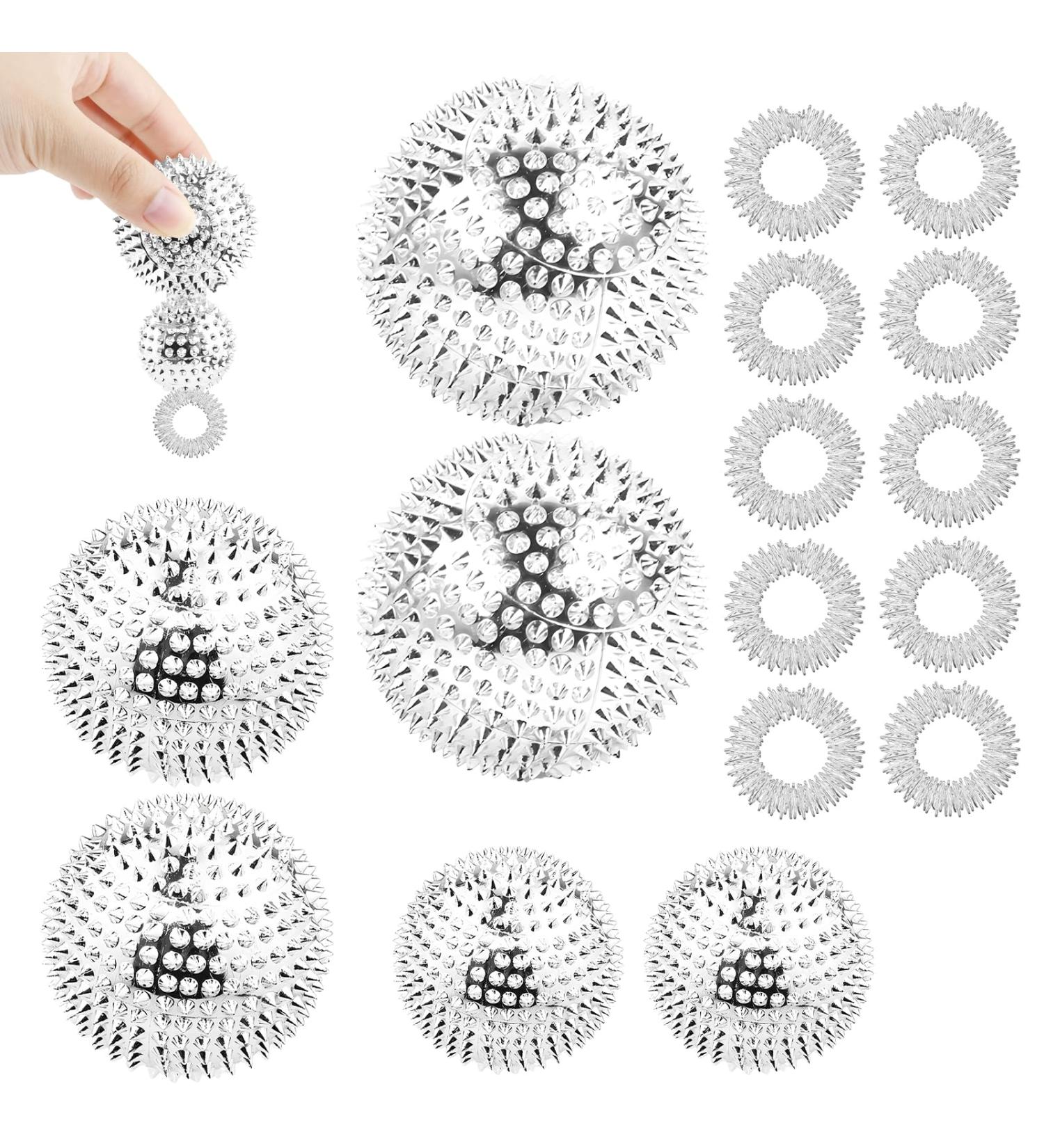 16-Piece Magnetic Acupressure Massage Set | Stress Relief & Hand Exercise | Includes 6 Magnetic Massage Balls & 10 Finger Rings - Buy Online on GoSupps.com
