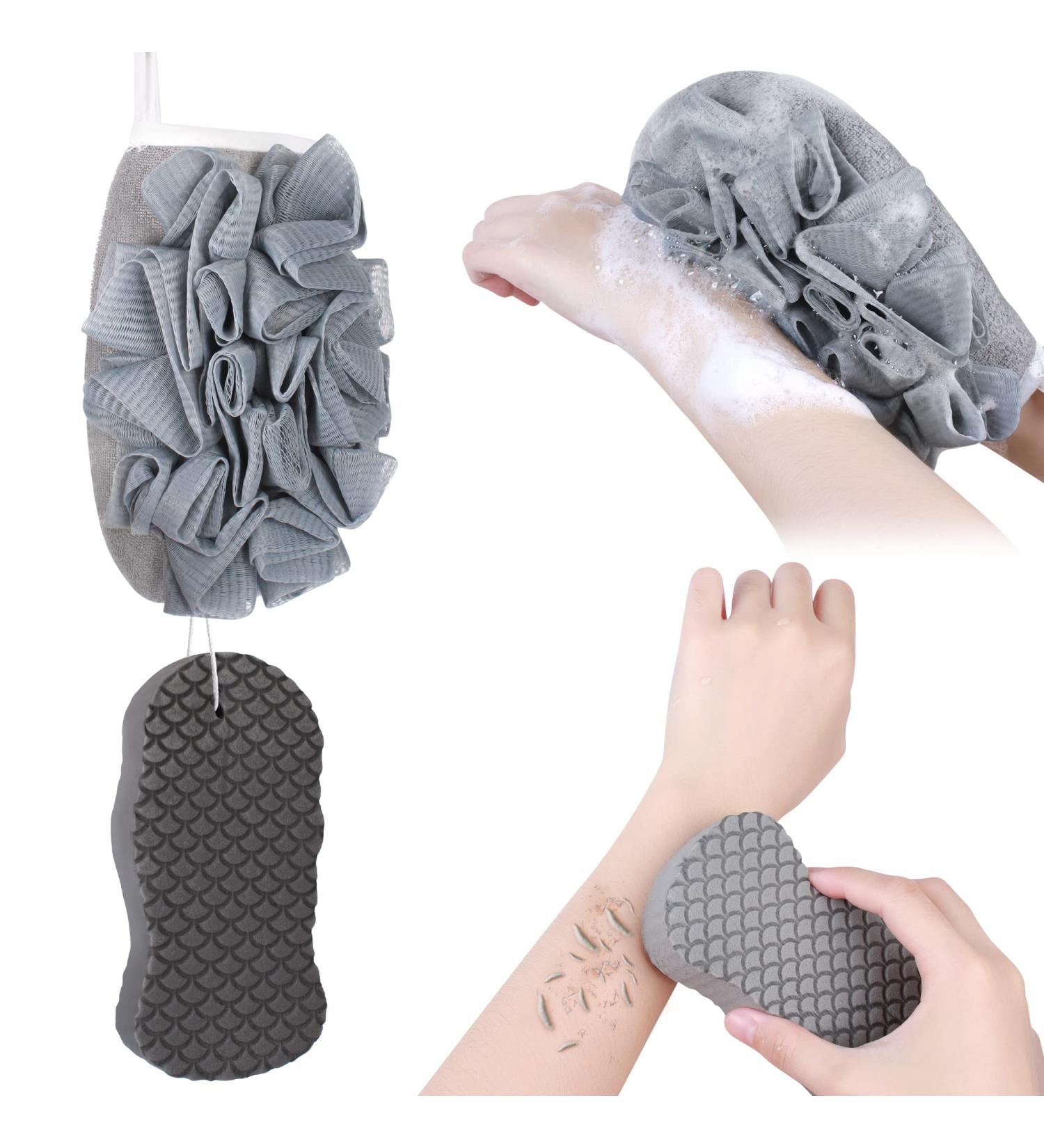 Exfoliating Sponge and Gloves Set for Shower - Soft Body Scrubber for Men, Women, Adults, and Children - Reusable Dead Skin Remover - Buy Online on GoSupps.com