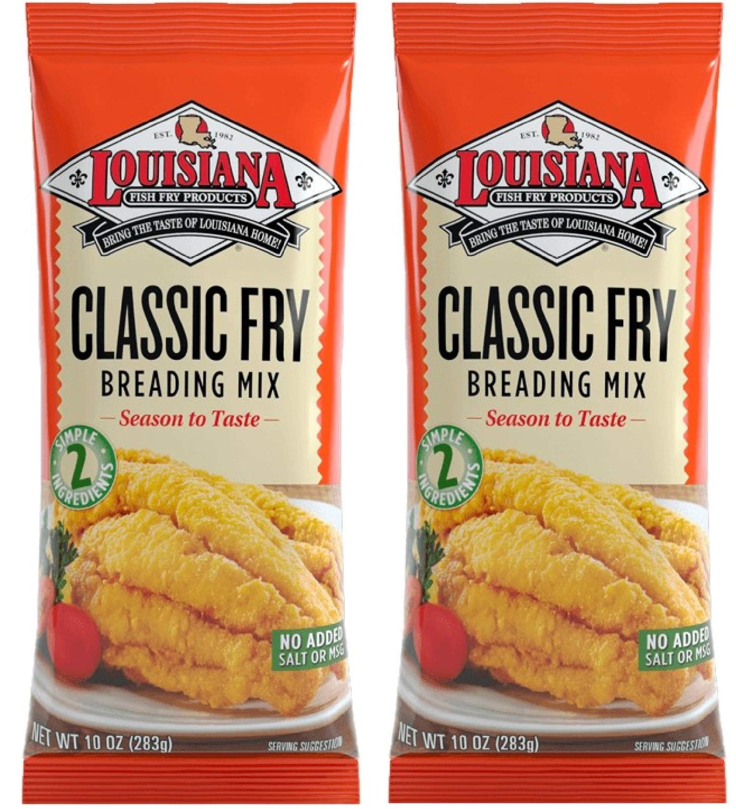 Louisiana Fish Fry Products Unseasoned Classic Fry Seafood Breading Mix, Pack of Two (10 Ounce Bags, Formerly "All Natural", No MSG)