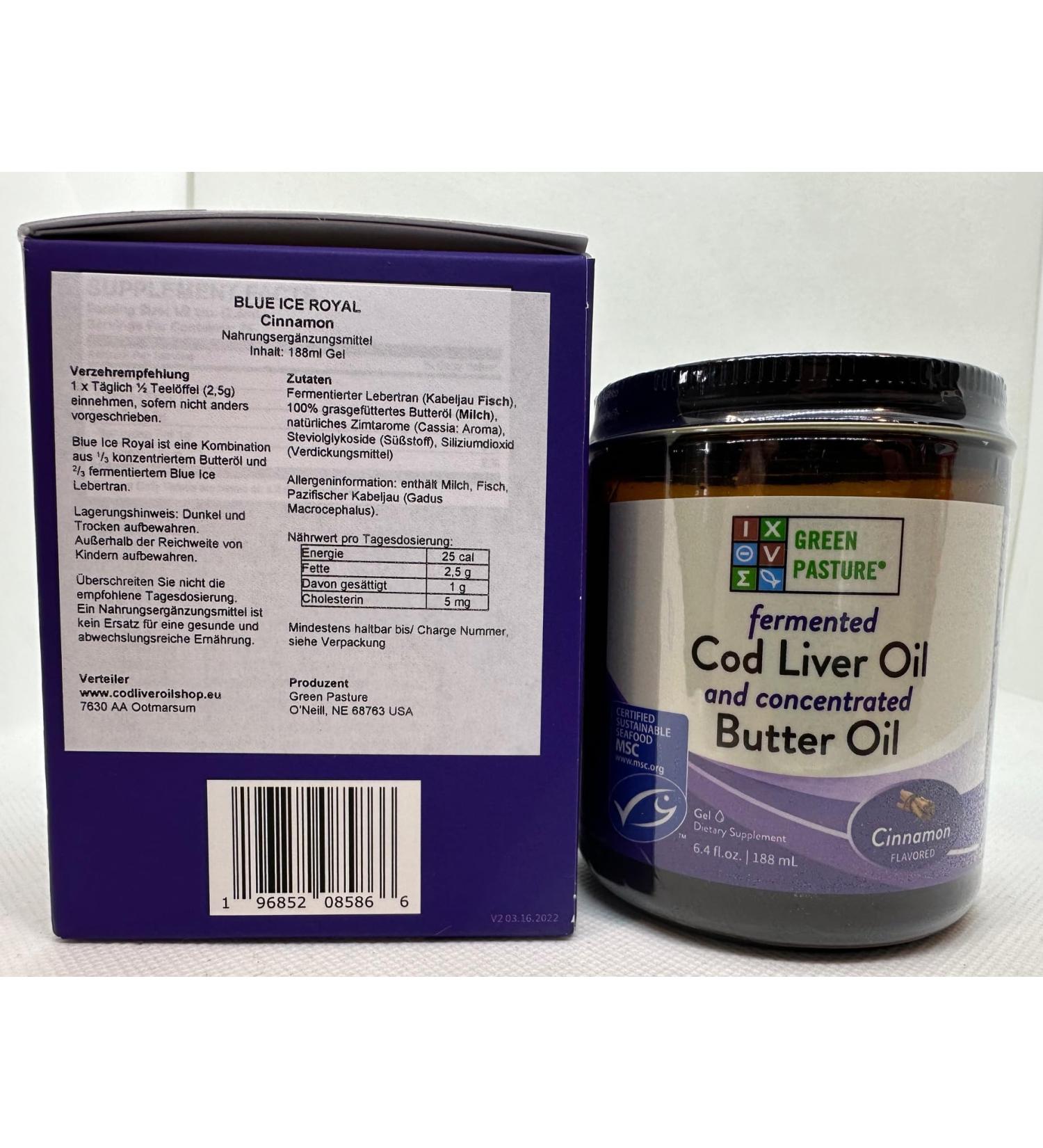 Green Pasture Fermented Cod Liver Oil and Concentrated Butter Oil | 180 ml (Cinnamon)