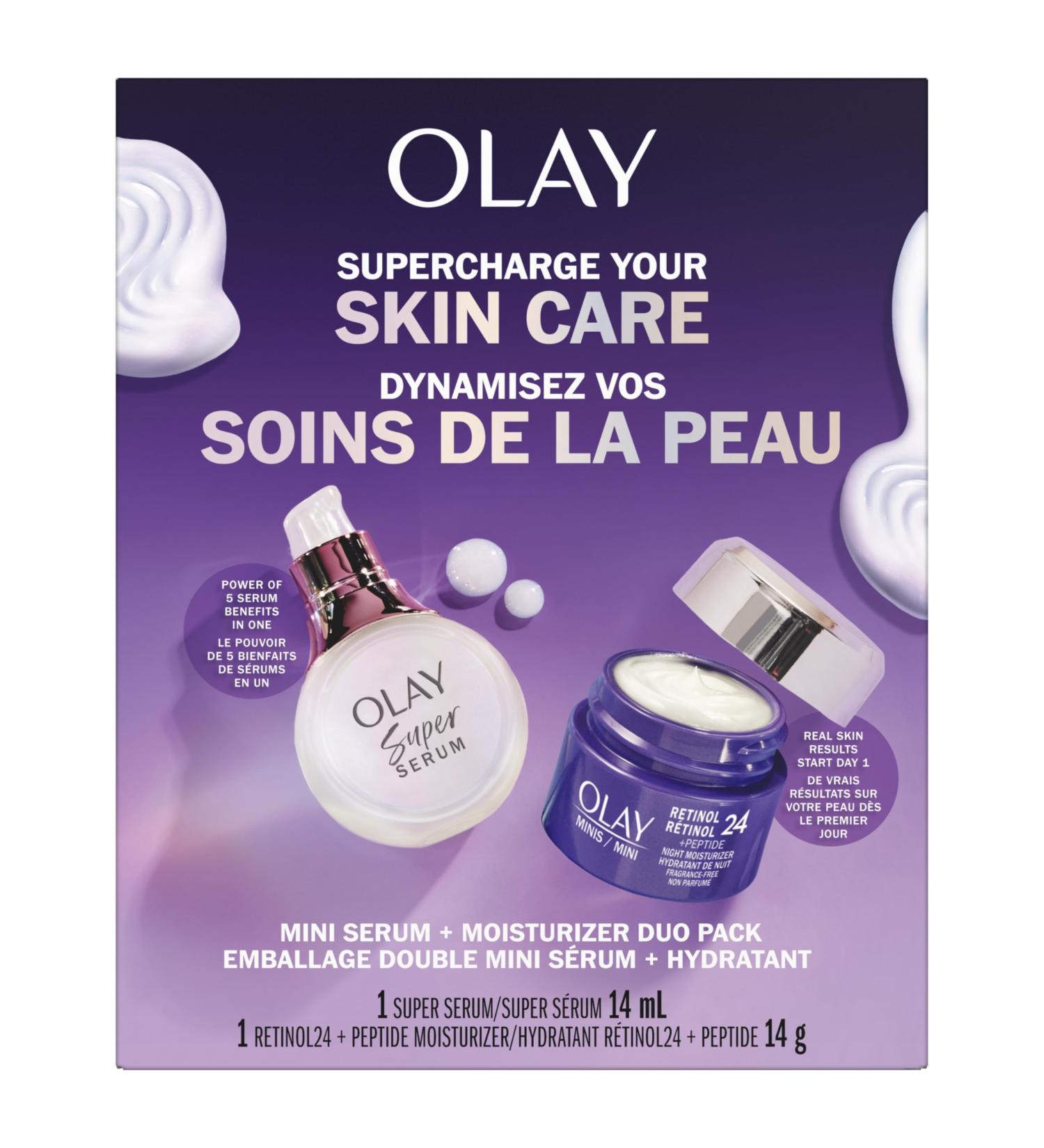 Olay Super Serum 14mL & Olay Regenerist Retinol 24 Night Face Moisturizer Fragrance-Free Trial Size 14mL - Buy Online on GoSupps.com