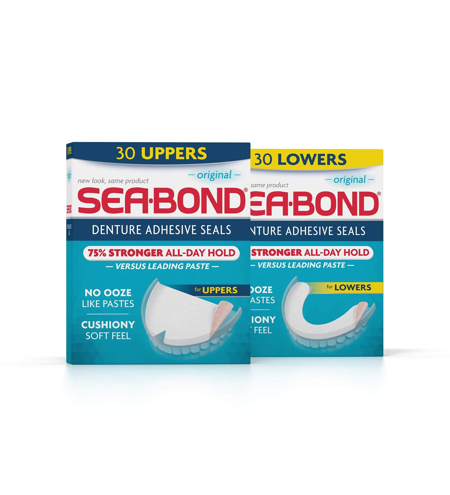 Sea Bond Denture Adhesive Seals Multipack - Zinc Free, All Day Hold - 30 Uppers and Lowers - Buy Online on GoSupps.com