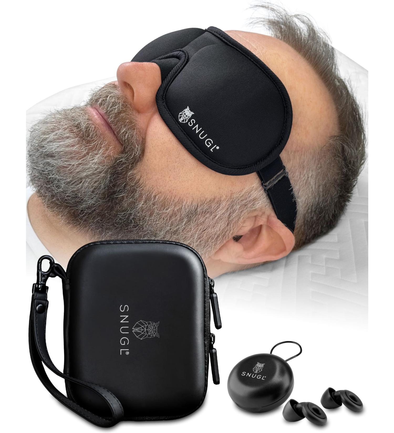 SNUGL Complete Travel Comfort Set - 100% Light-Blocking Eye Mask & Noise-Cancelling Earplugs - Includes Multi-Compartment Storage Case | 3 Ear Tip Sizes - Sleek Black Black - Travel Set - Buy Online on GoSupps.com