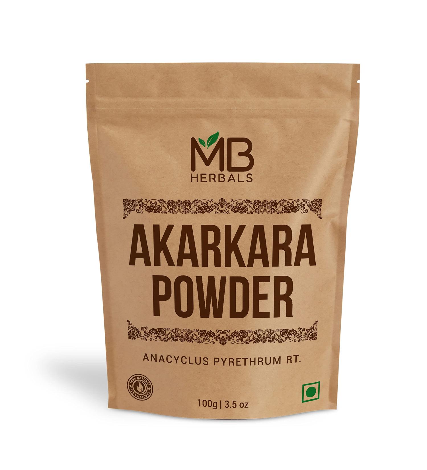 MB Herbals Pure Anacyclus pyrethrum Root Powder 100g | 3.5 oz | Akarkara | Akar Kara | Pellitory | Longwort Root Powder | Spanish Chamomile Root Powder