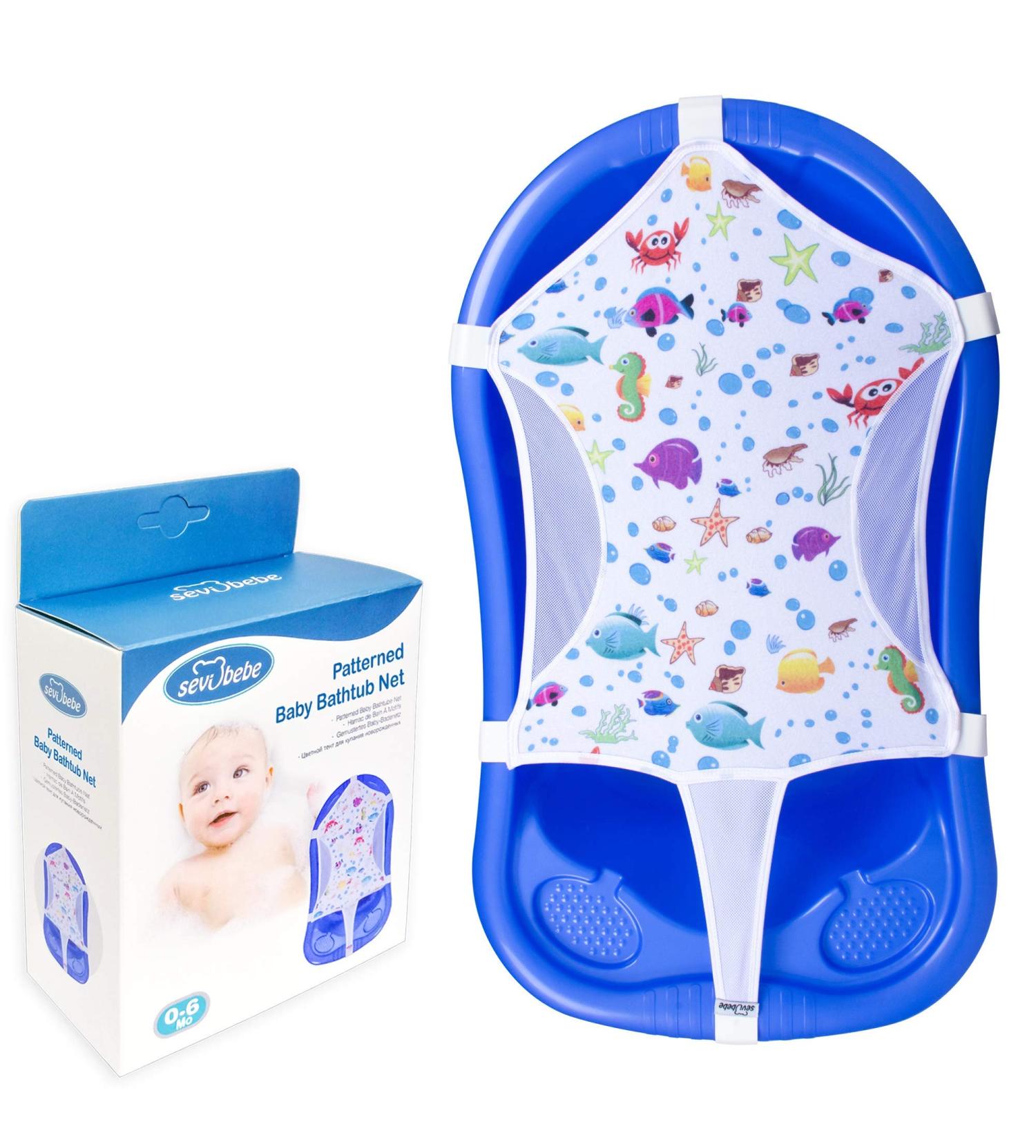 Premium Baby Bath Seat Support Net Patterned Mesh with Six Safety Corners Newborn Bath Sling 35x21 Size