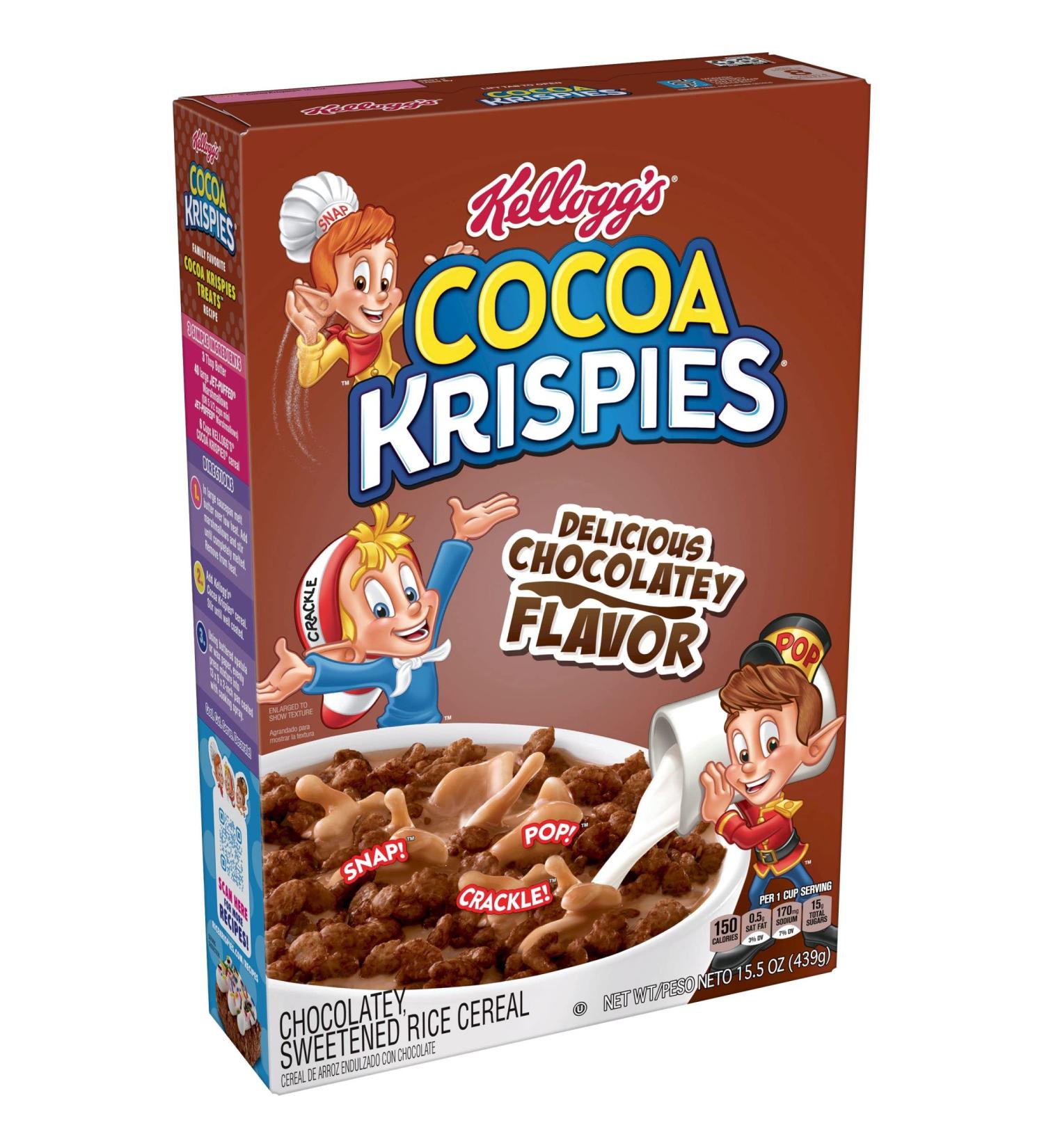 Kellogg's Cocoa Krispies Breakfast Cereal 15.5oz Box - Rice Krispies Original Kids Snacks - Buy Online on GoSupps.com