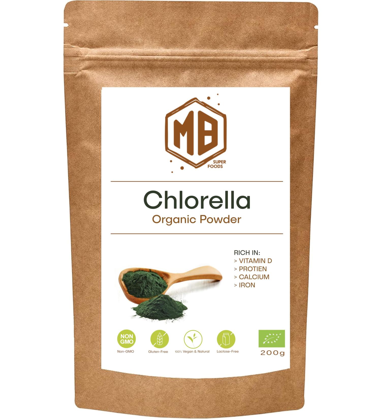 MB Superfoods - Premium Organic Chlorella Powder 200g Chlorella Supplement for Herbal Wellness Pure Organic Chorella Powder - Buy Online on GoSupps.com