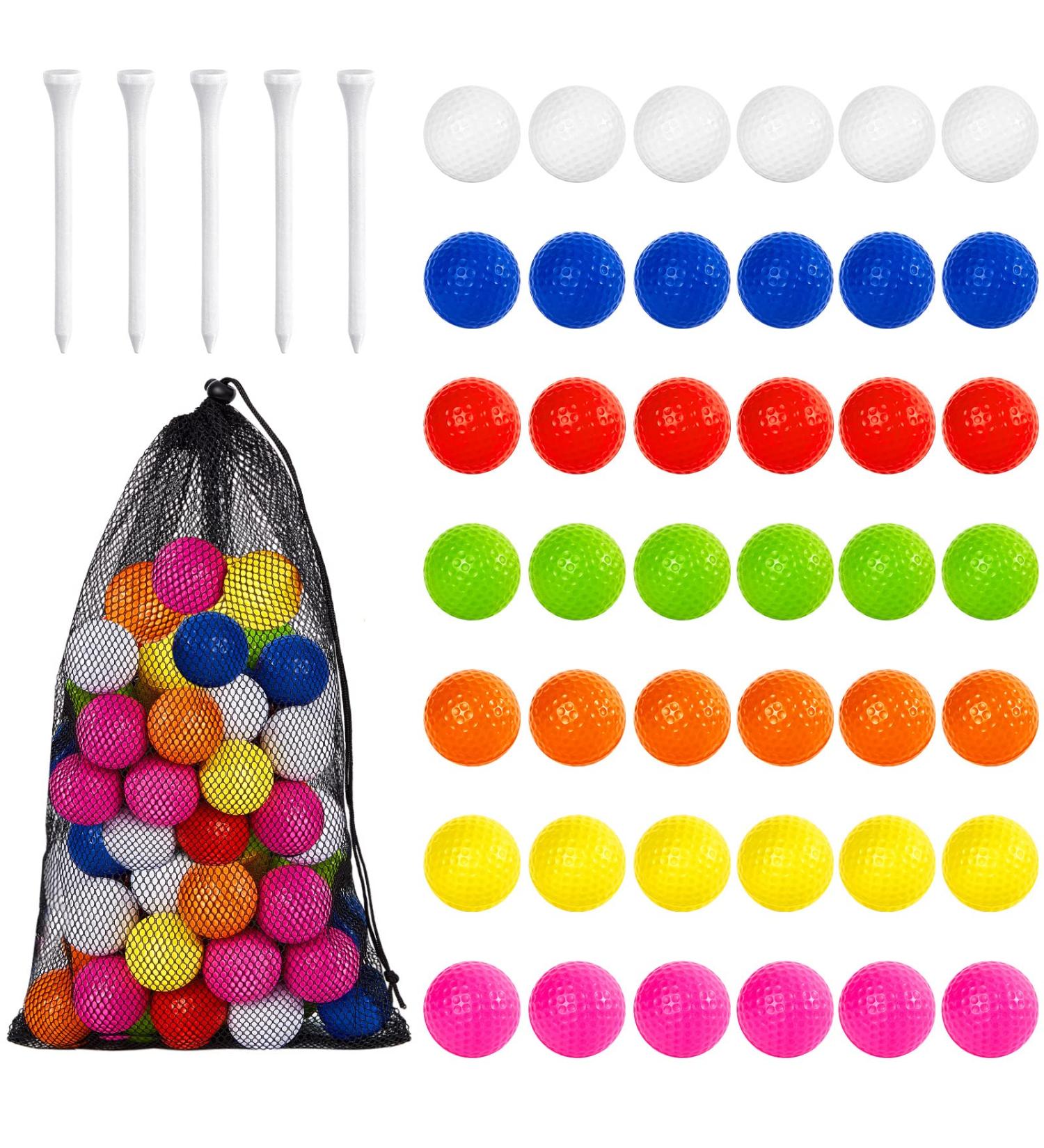 100 Pcs Soft Foam Golf Practice Balls with Tees and Storage Bag for Limited Flight Training - Buy Online on GoSupps.com