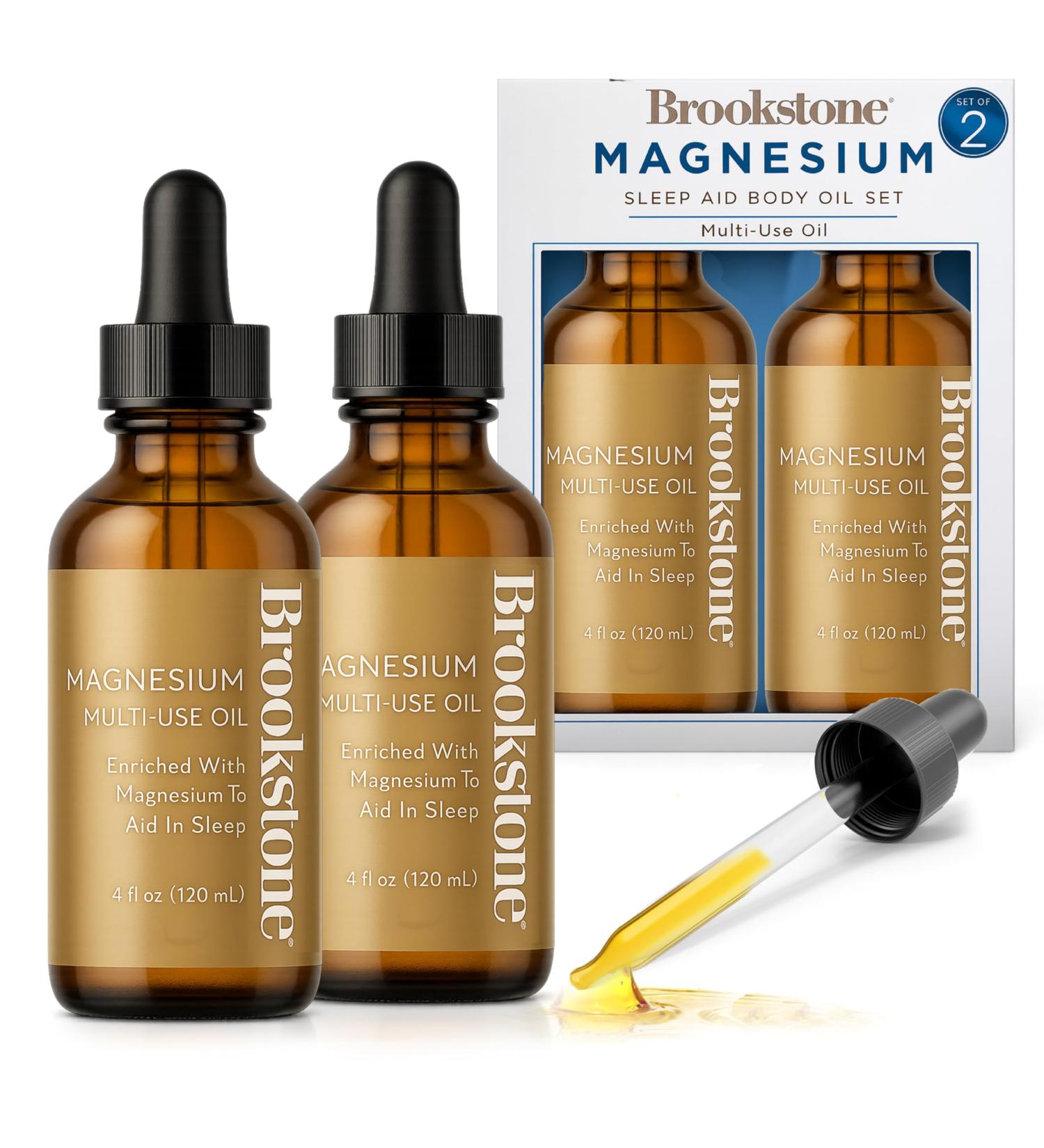 Brookstone Magnesium Oil Body Oil Set Multi-Use Magnesium Body Oil 2 Pack 4 fl oz Total 8 fl oz - Buy Online on GoSupps.com