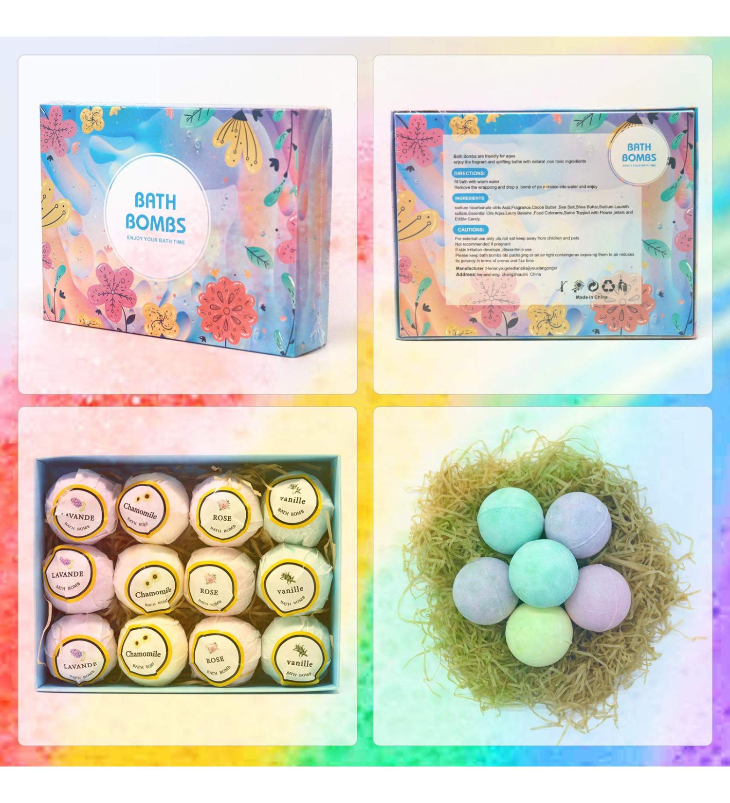 12pcs Spa Bath Bombs Set | Natural Essential Oils & Sea Salt | Women's Gift for Valentine's Day, Mother's Day, Birthday | Skin Care | Shower Bombs - Buy Online on GoSupps.com